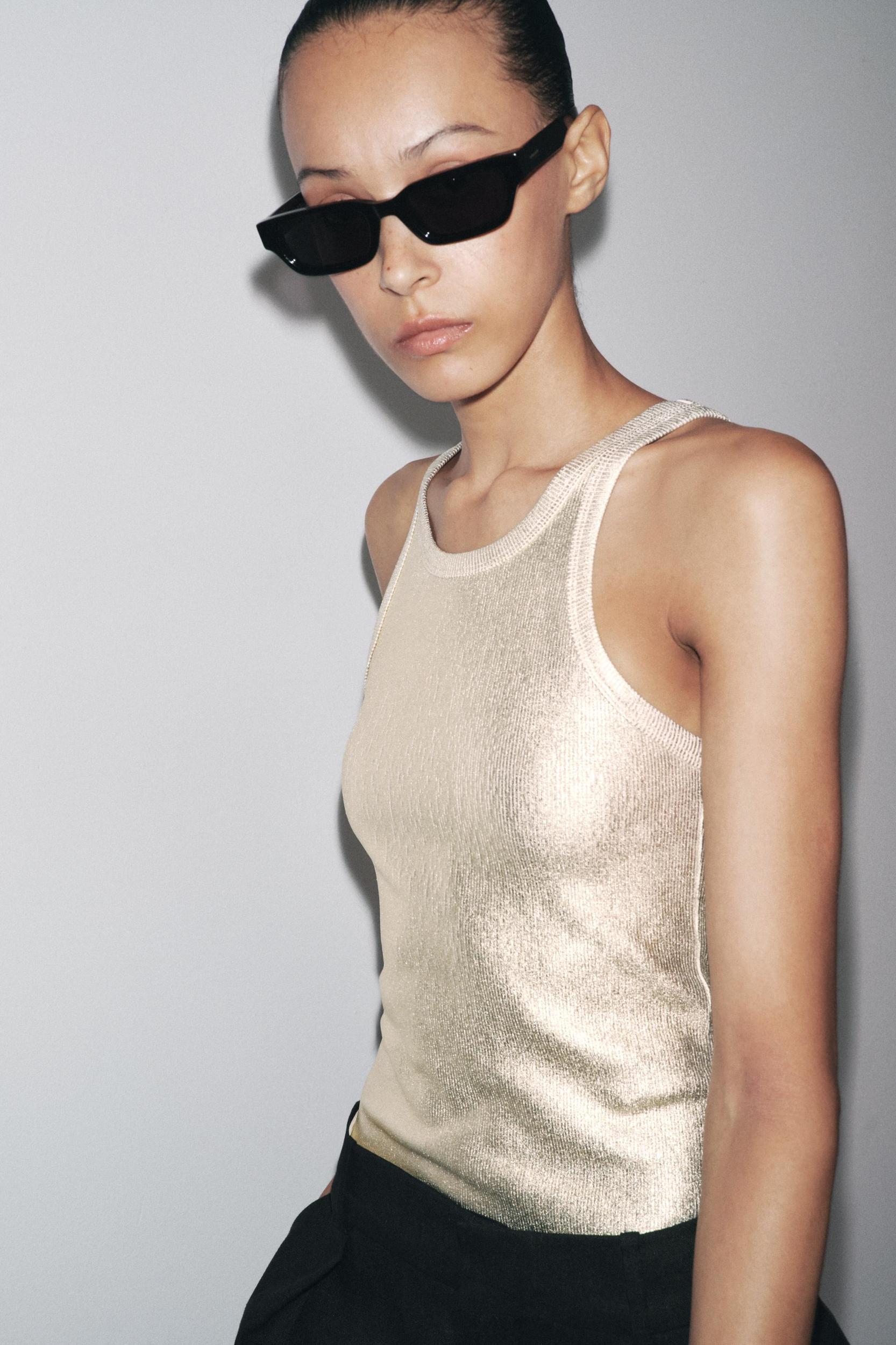 METALLIC RIBBED BODYSUIT Product Image