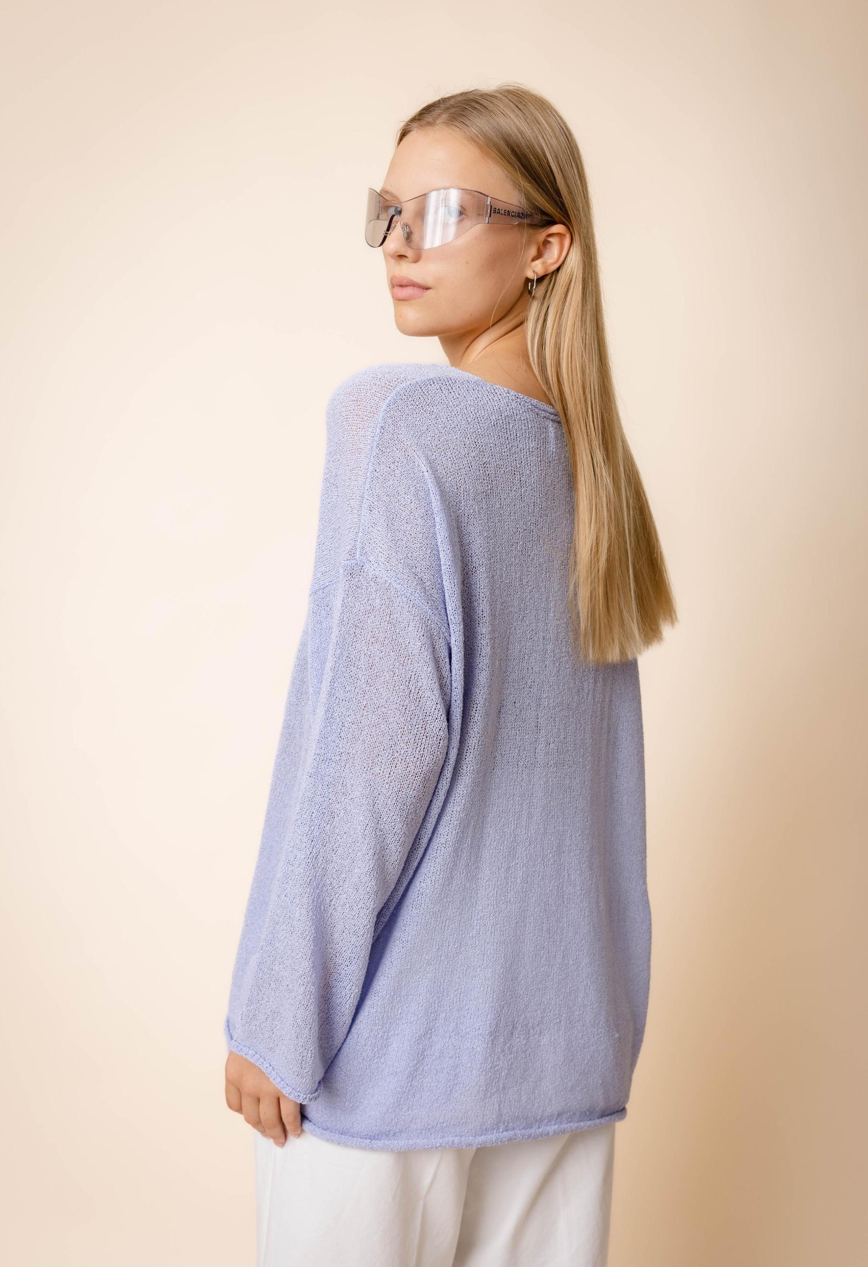 Oversized Stitch Sweater in Periwinkle Product Image
