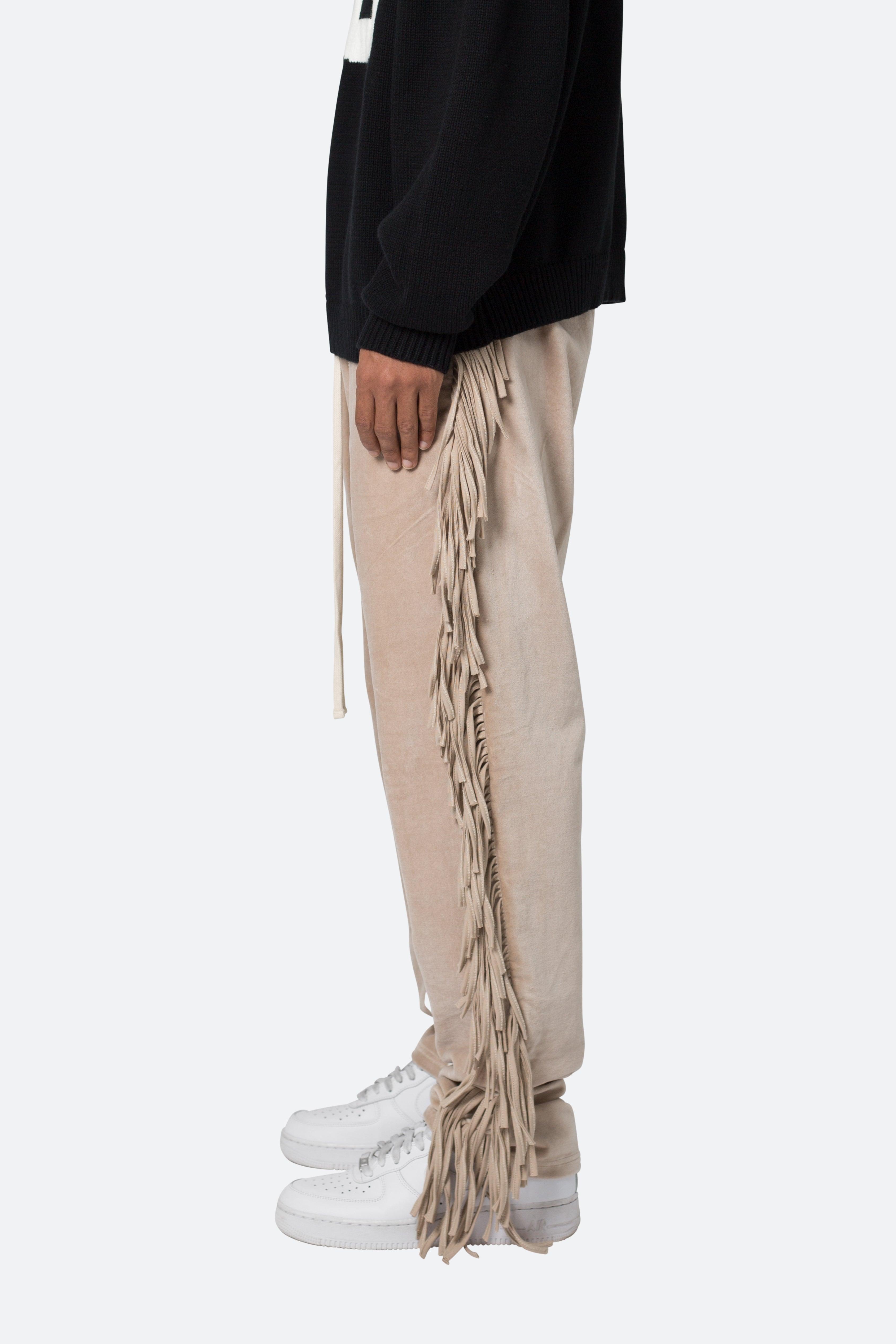 Fringe Velour Sweatpants - Dust Product Image