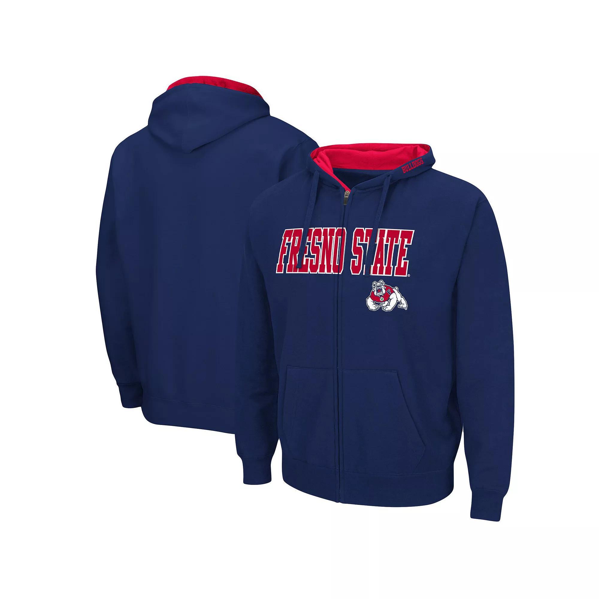 Men's Colosseum Navy Fresno State Bulldogs Arch & Logo 3.0 Full-Zip Hoodie,  Product Image