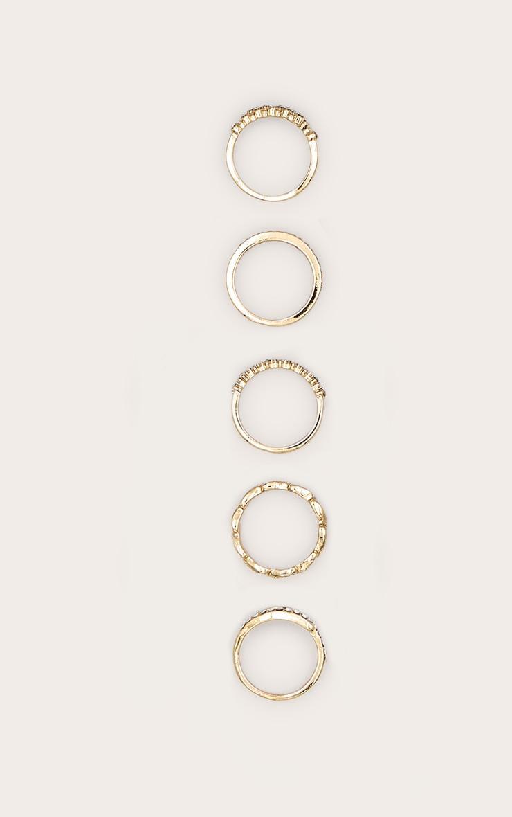 Gold Paved Ring Set 5 Pack Product Image