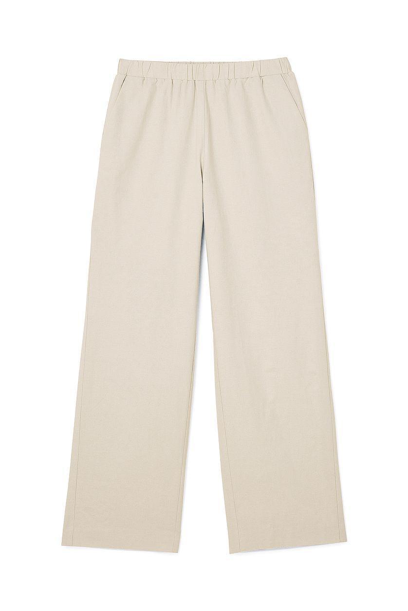 Linen Blend Loose High Waist Pants Product Image