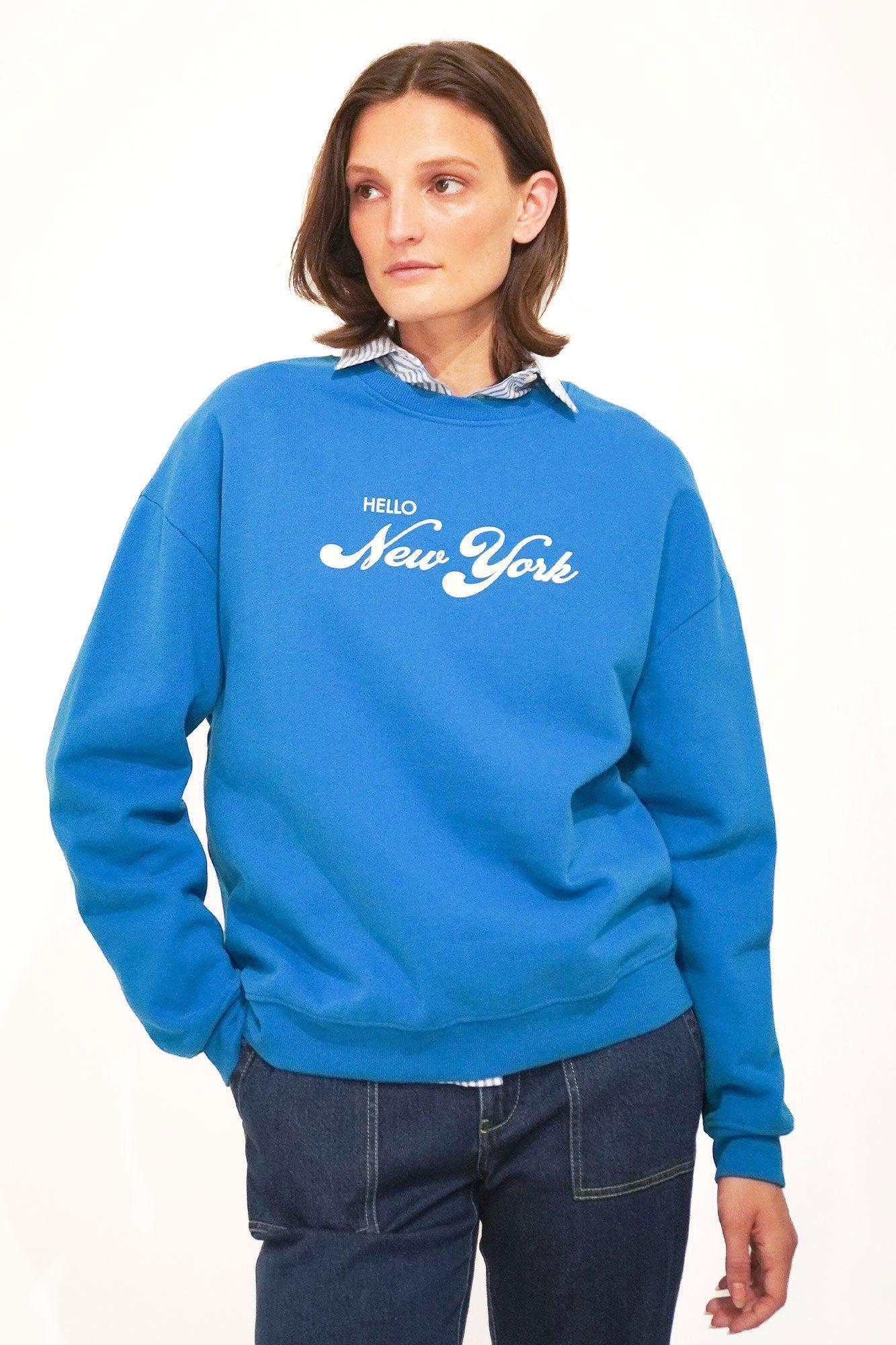 The Oversized Hello New York Sweatshirt - Royal Blue Product Image