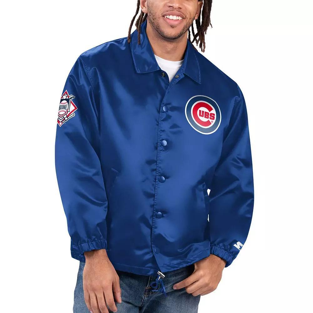 Men's Starter Navy Houston Astros Option Route Satin Full-Snap Jacket,  Product Image