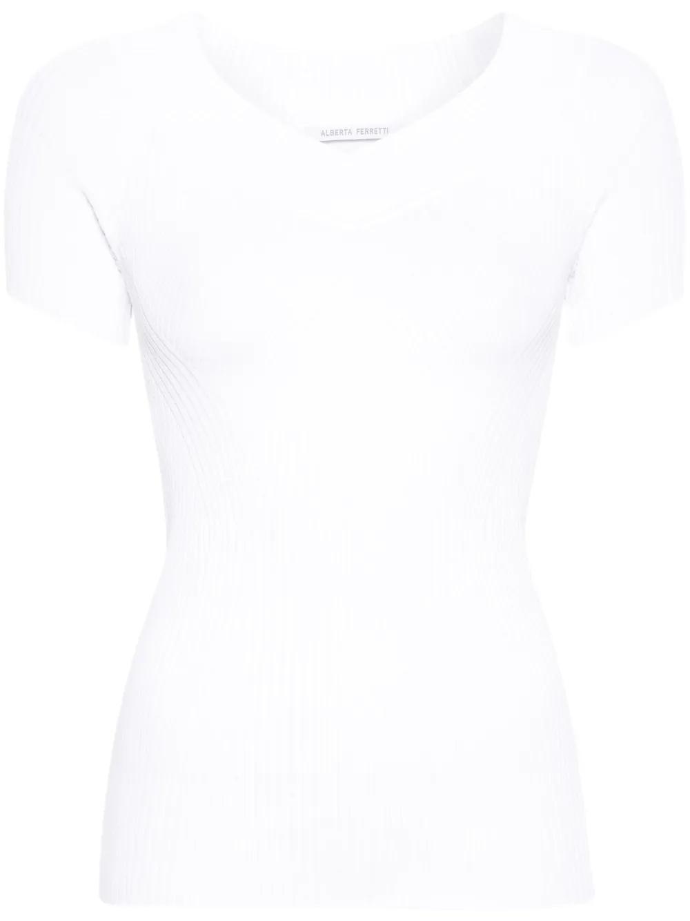 ALBERTA FERRETTI V-neck Knitted Top In White Product Image