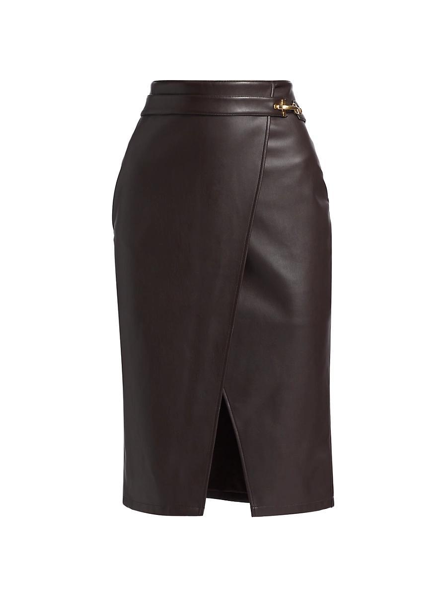 Womens Kyra Vegan-Leather Midi-Skirt Product Image