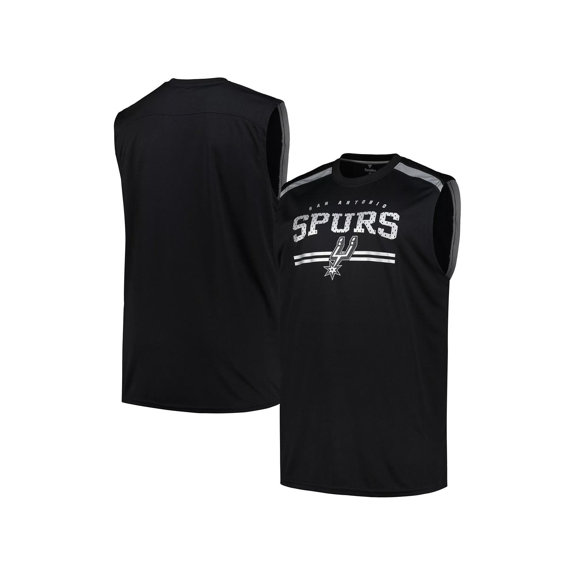 Men's Fanatics Black San Antonio Spurs Big & Tall Birdseye Muscle Tank Top,  Product Image