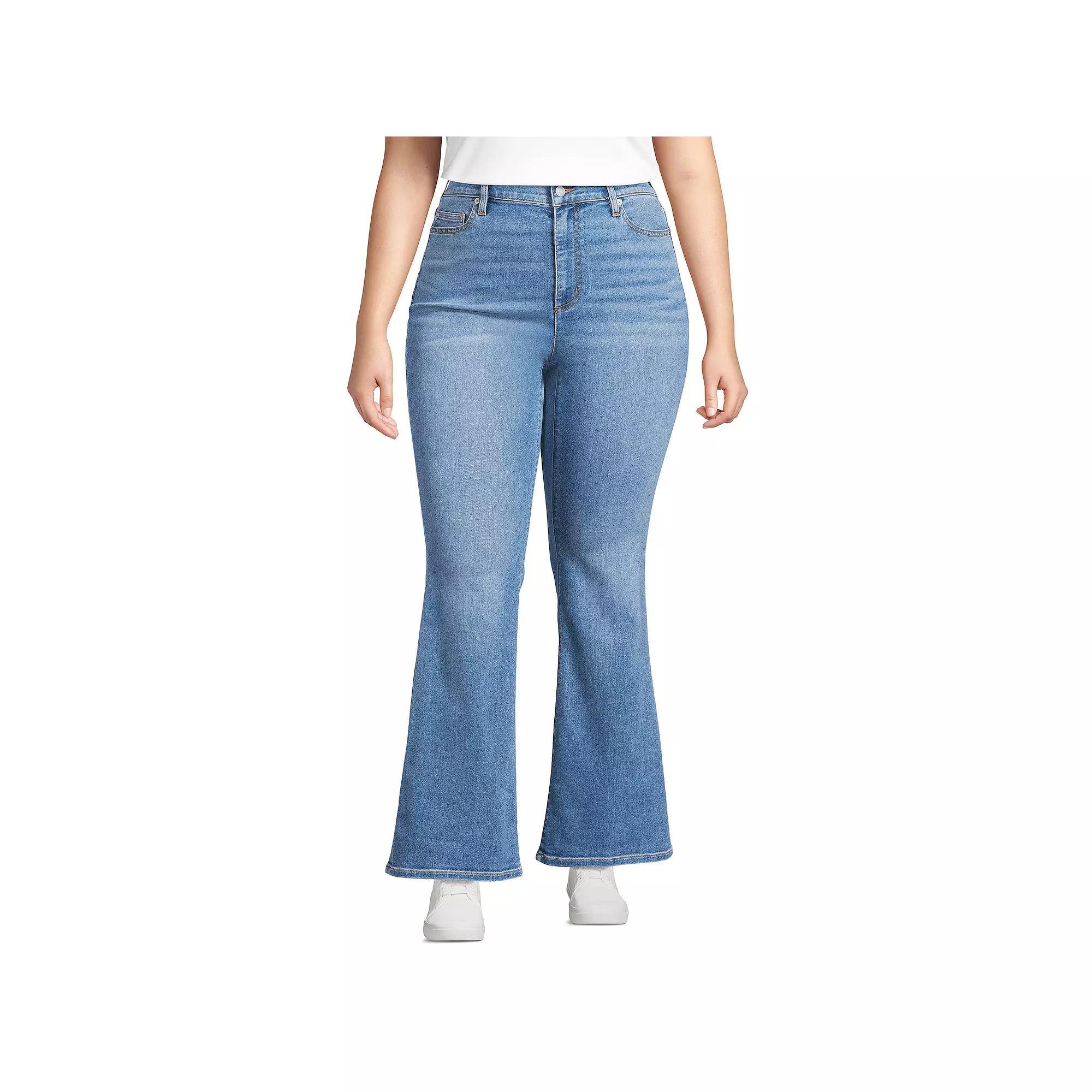 Plus Size Lands' End High-Rise Skinny Flare Jeans, Women's, Size: 16 W, Beau Blue Product Image