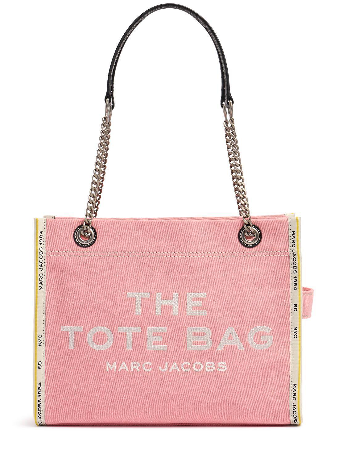 The Medium Tote Tote In Rose-pink Cotton In Ribbon Pink Product Image