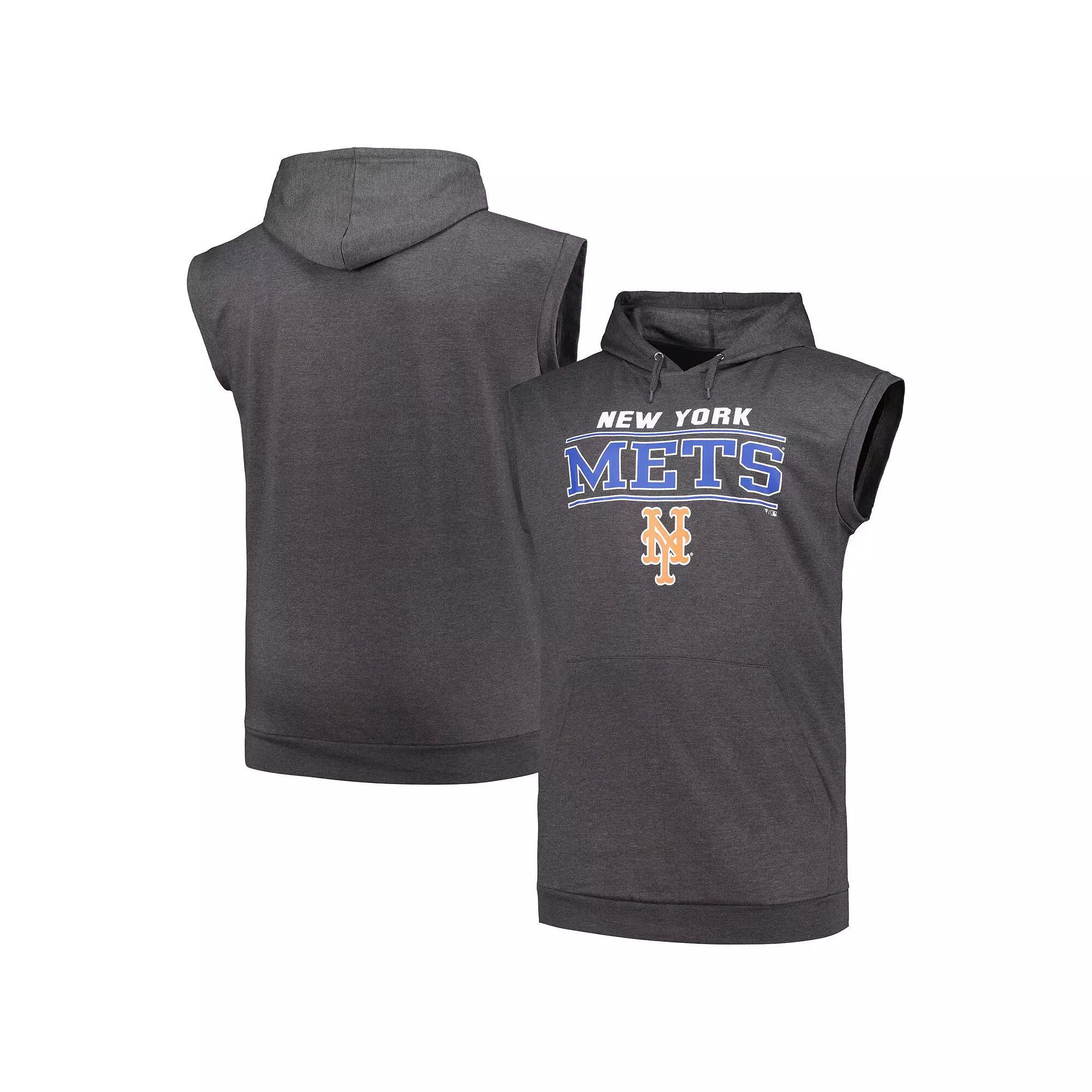 Men's Profile Heather Charcoal New York Mets Big & Tall Muscle Sleeveless Pullover Hoodie,  Product Image