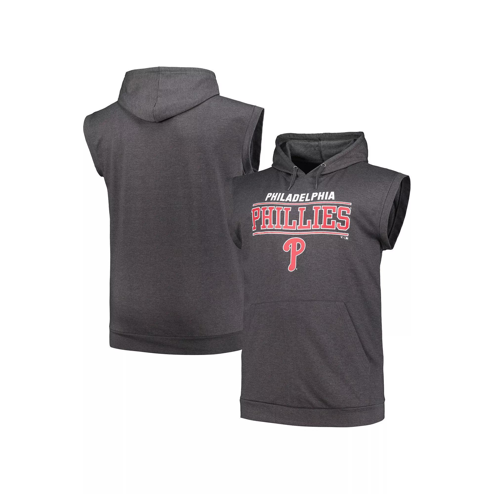 Men's Profile Heather Charcoal Philadelphia Phillies Big & Tall Muscle Sleeveless Pullover Hoodie,  Product Image