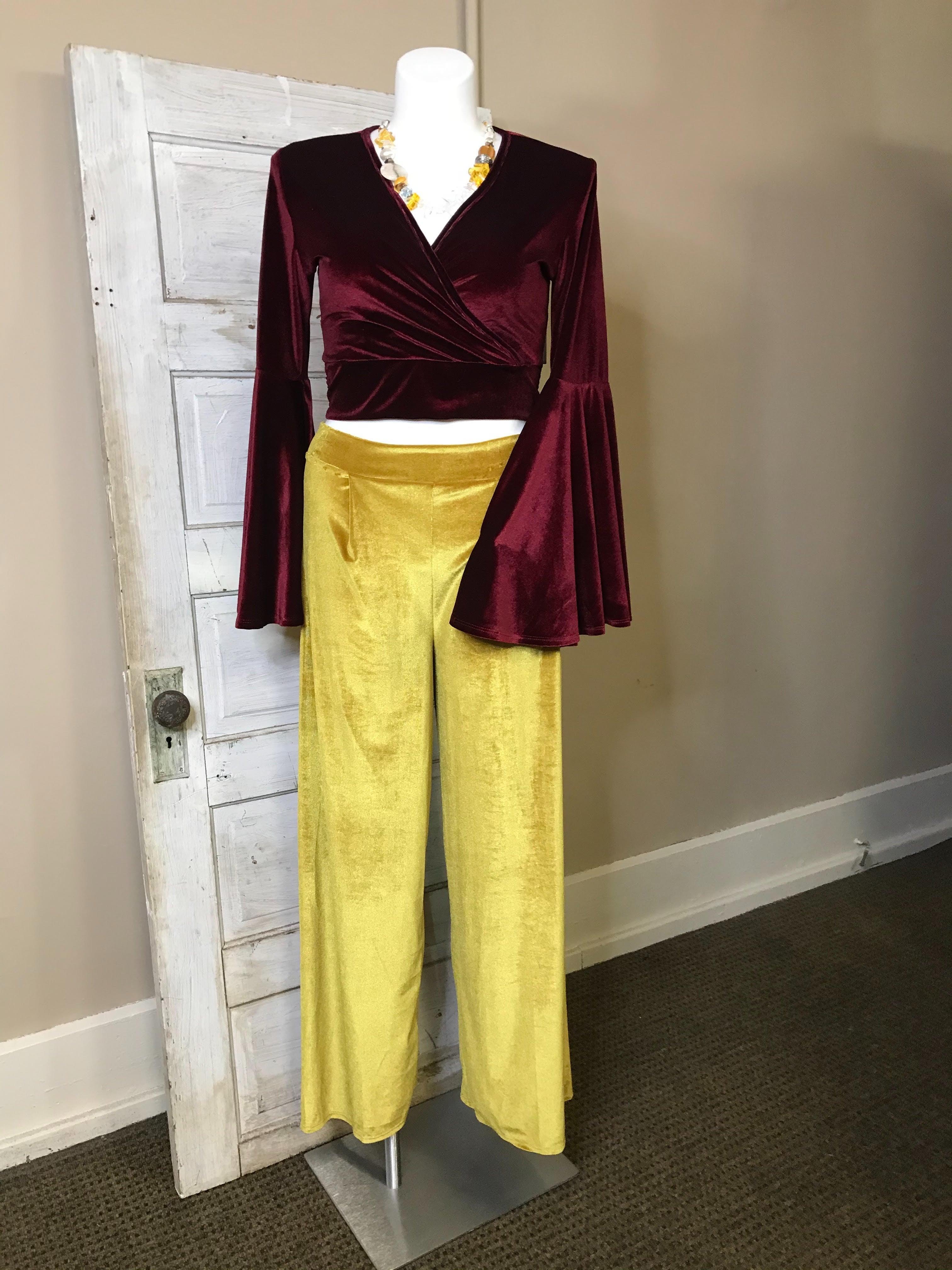 1231   Roxy Gold Velvet Straight Leg Pants Product Image