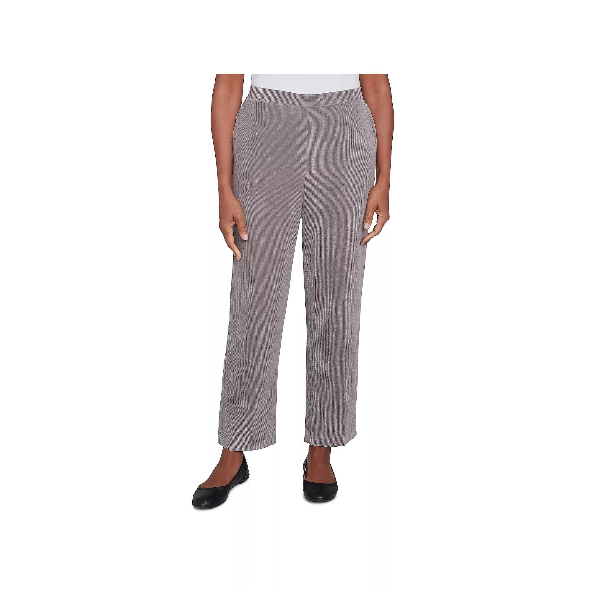 Women's Alfred Dunner Copenhagen Corduroy Short Length Pants, Size: 12 Short, Grey Product Image