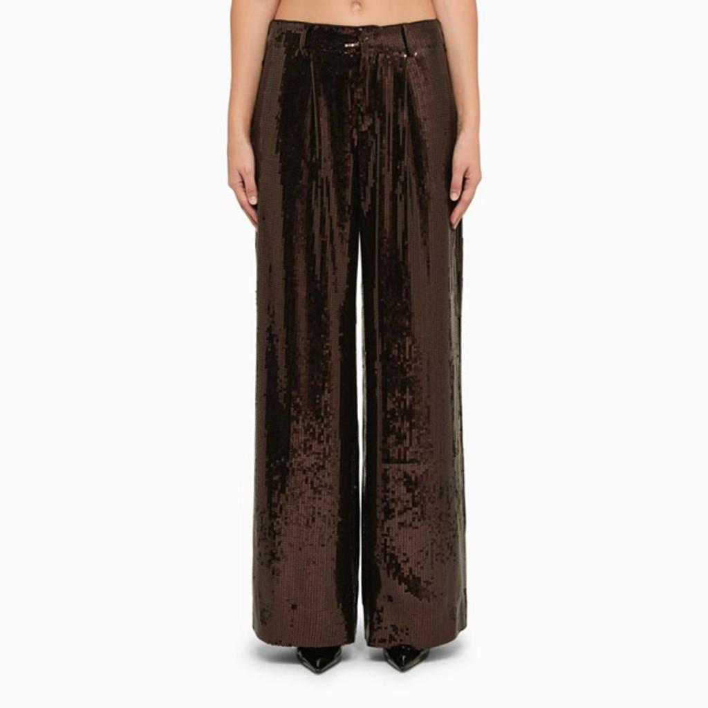 Brown Sequin Wide Trousers Product Image