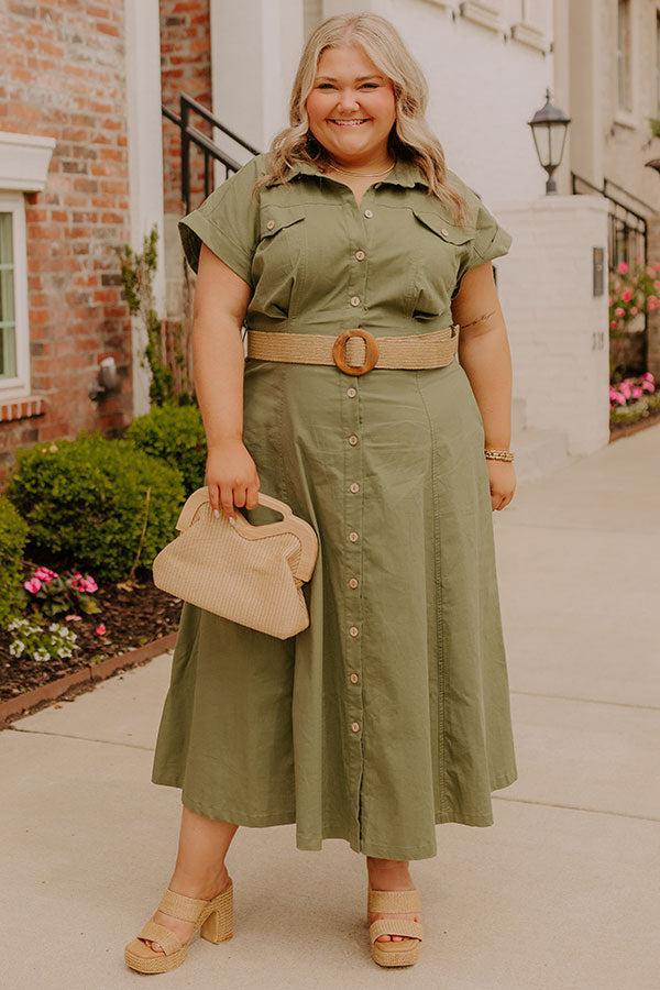 Chic Cityscape Button Down Midi Dress Curves Product Image