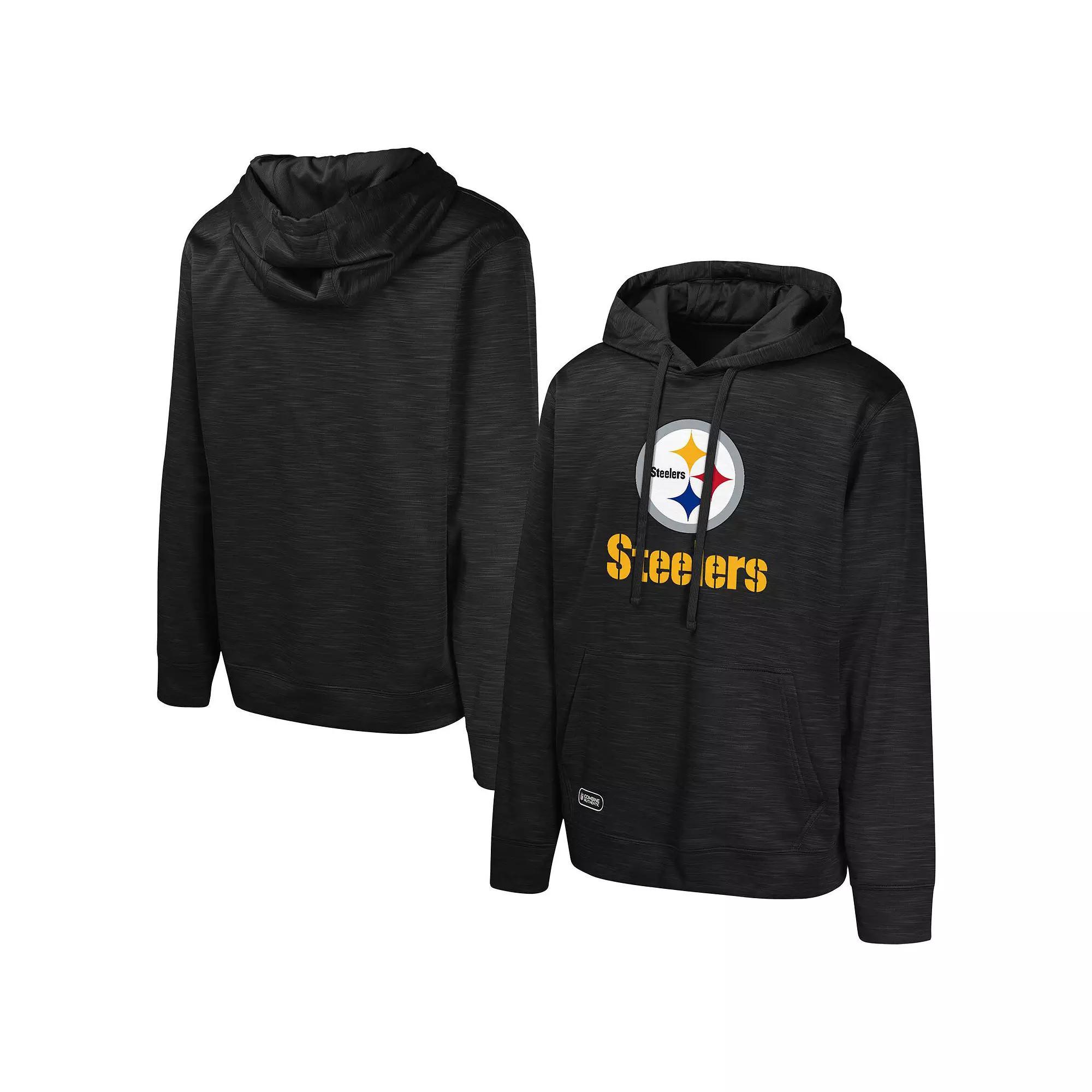 Men's Black Pittsburgh Steelers Streak Fleece Pullover Hoodie, Size: Medium Product Image