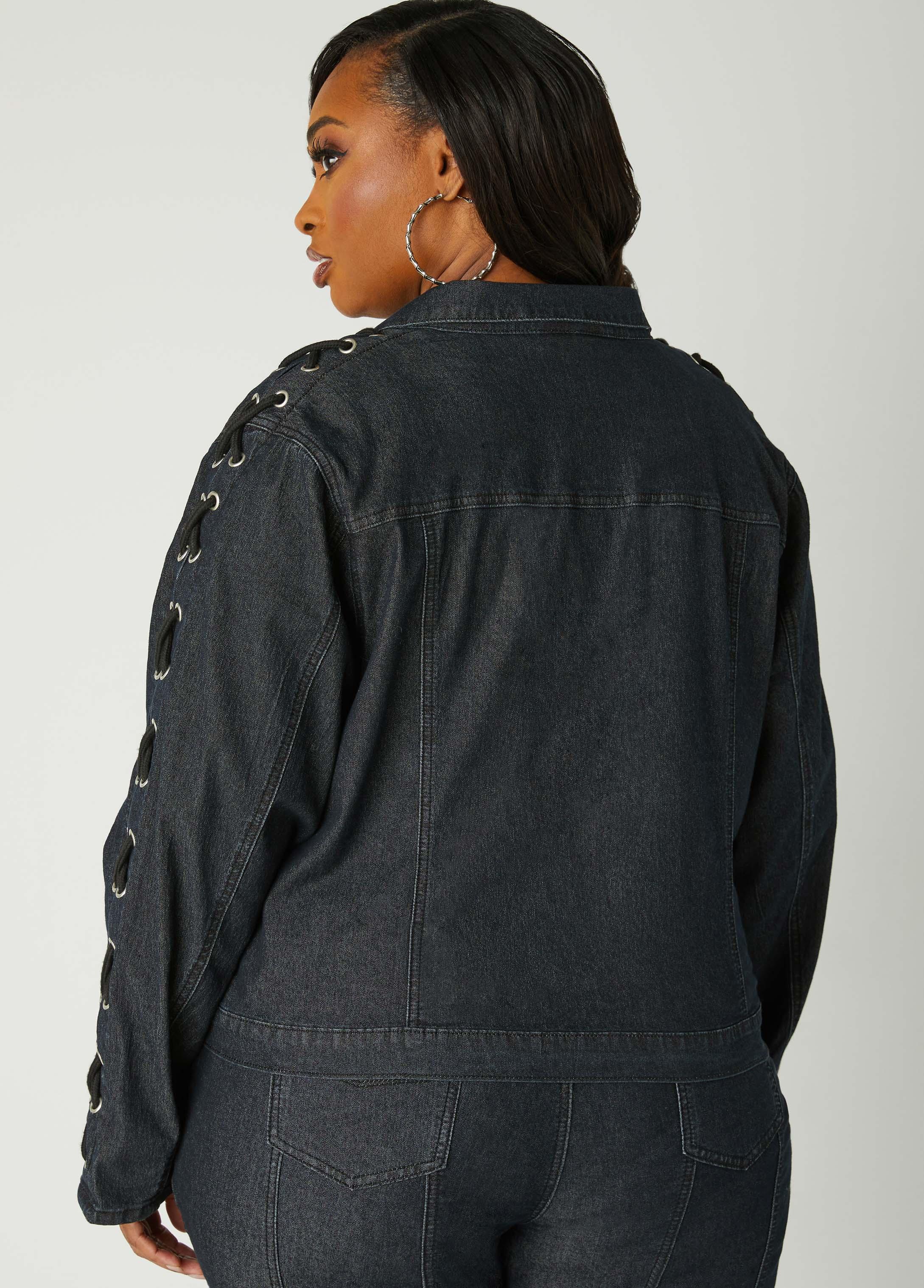 Plus Size Laced Up Mid Rise Skinny Jeans Ashley Stewart Product Image