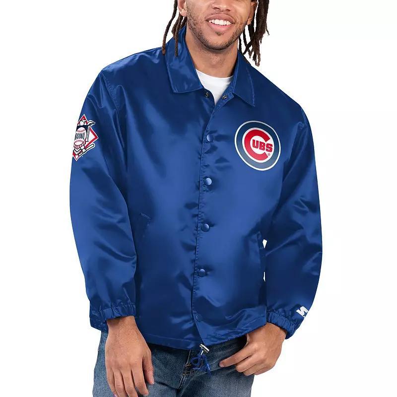 Men's Starter Navy Houston Astros Option Route Satin Full-Snap Jacket,  Product Image