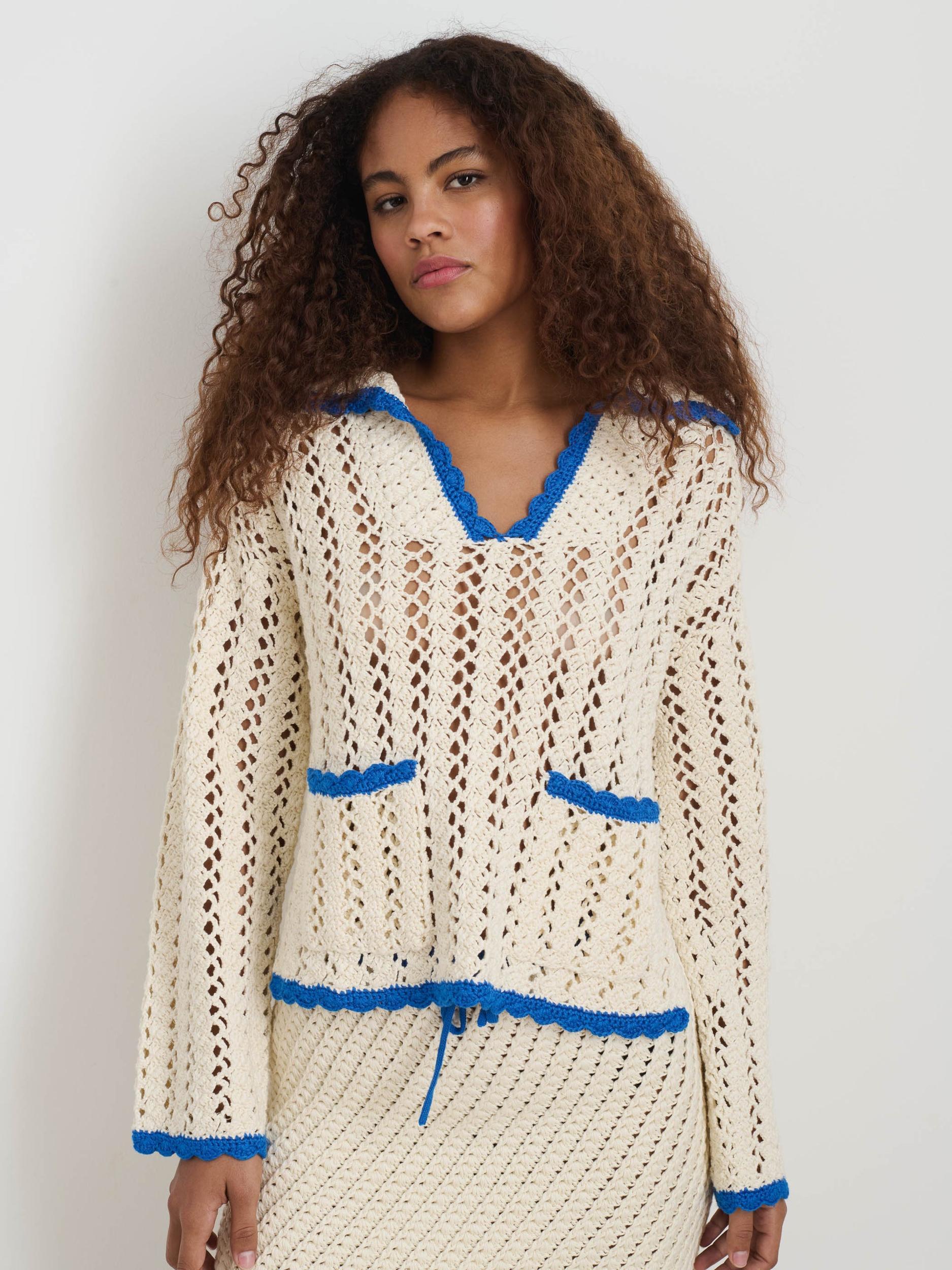 Callie Hand Crochet Pullover In Cotton Product Image