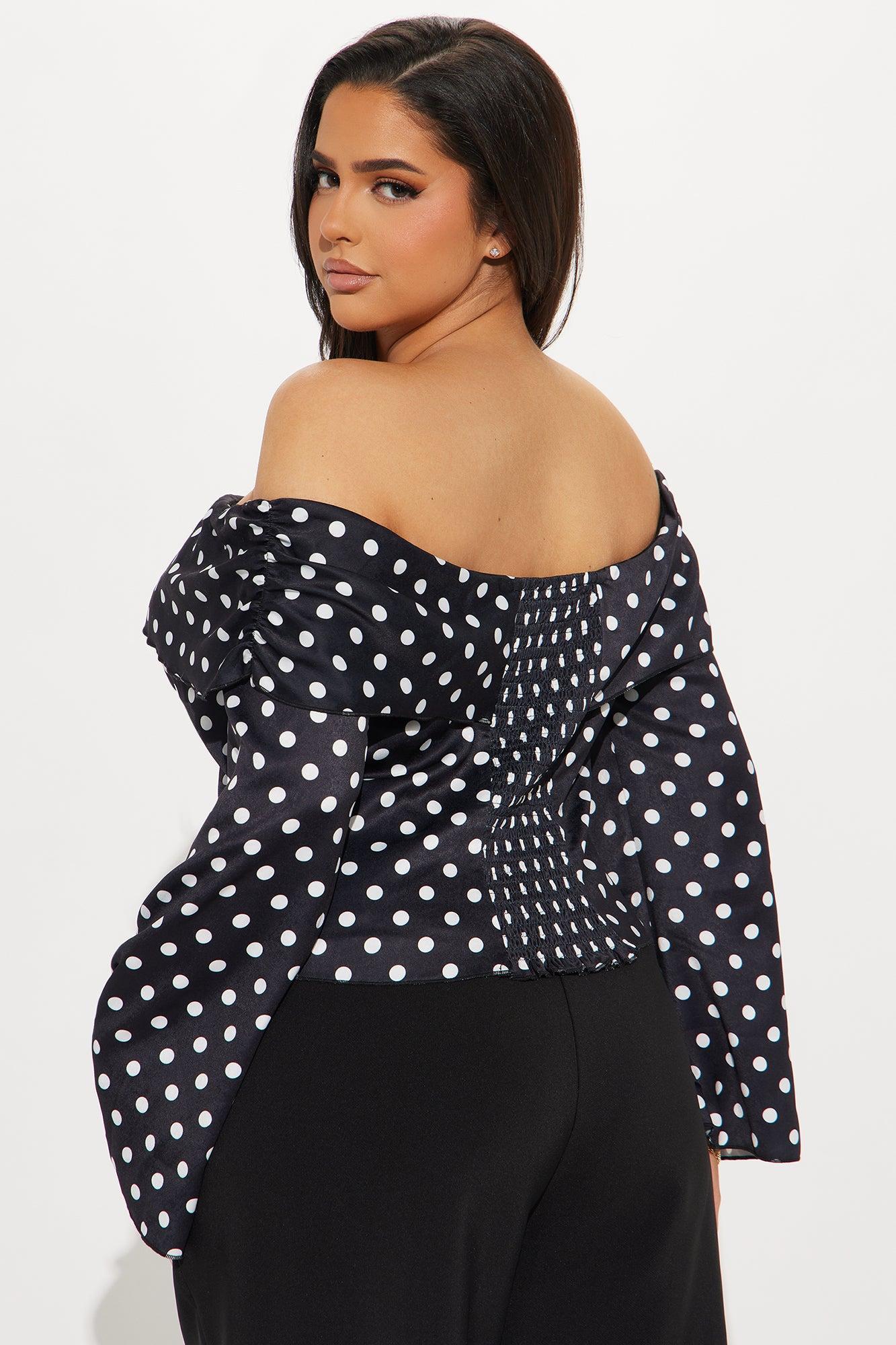 Everlyn Satin Polka Dot Top - Black/White Product Image