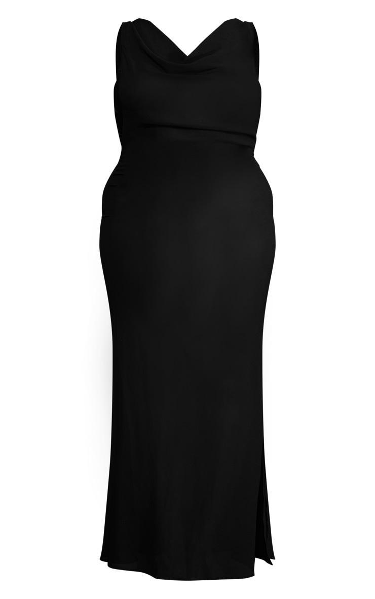 Shape Black Woven Cowl Neck Sequin Back Maxi Dress Product Image