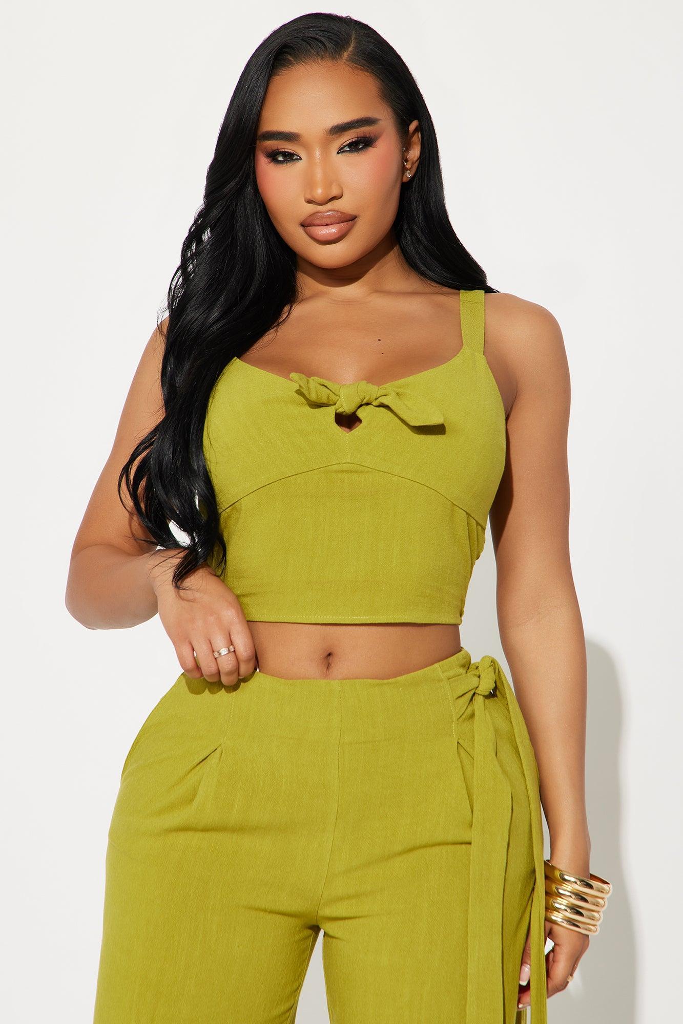 Layla Linen Pant Set - Green Product Image