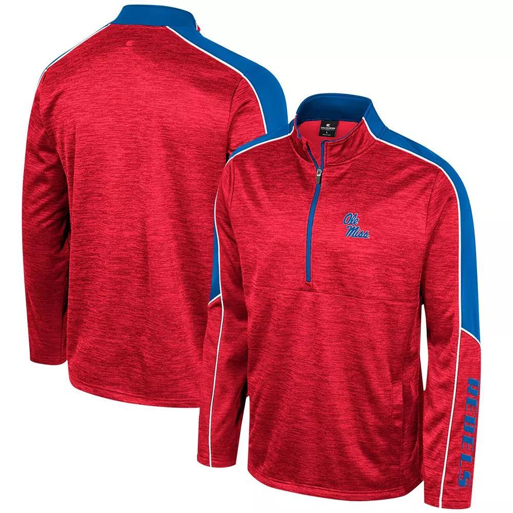 Men's Colosseum Blue Ole Miss Rebels Marled Half-Zip Jacket, Size: 2XL, Red Product Image