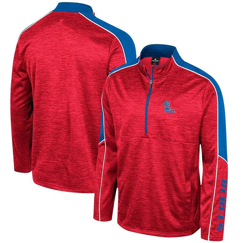 Men's Colosseum Blue Ole Miss Rebels Marled Half-Zip Jacket, Size: 2XL, Red Product Image