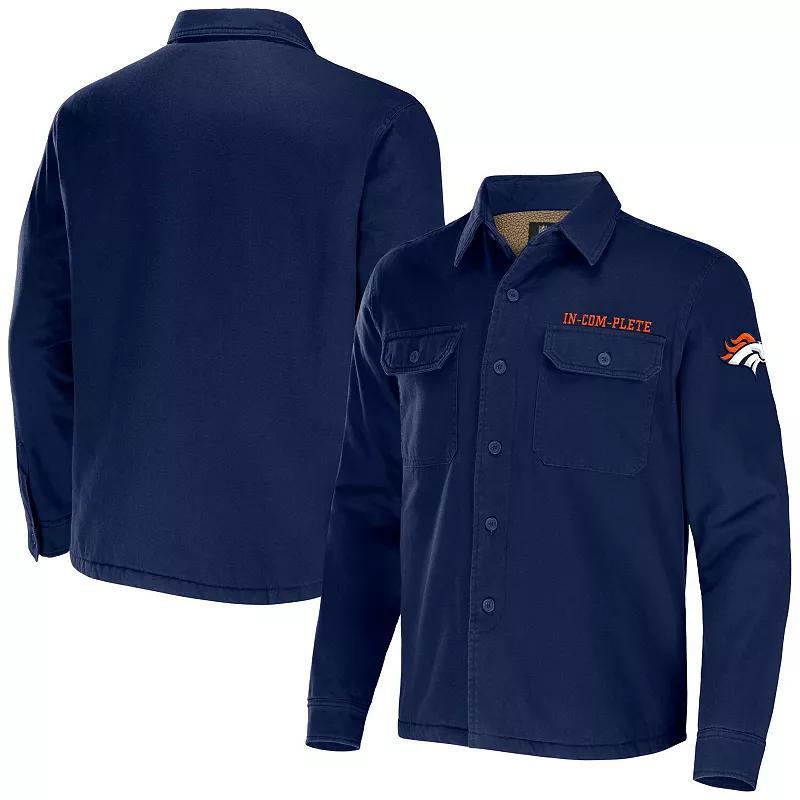 Mens NFL x Darius Rucker Collection by Fanatics Denver Broncos Canvas Button-Up Shirt Jacket Blue Product Image