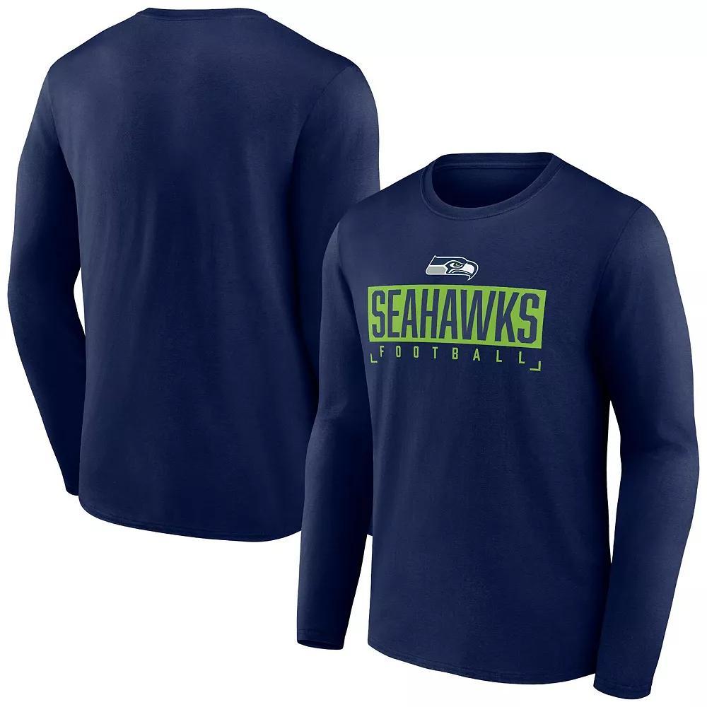 Men's Fanatics Branded Navy Seattle Seahawks Big & Tall Wordmark Long Sleeve T-Shirt, Size: 2XB, Blue Product Image