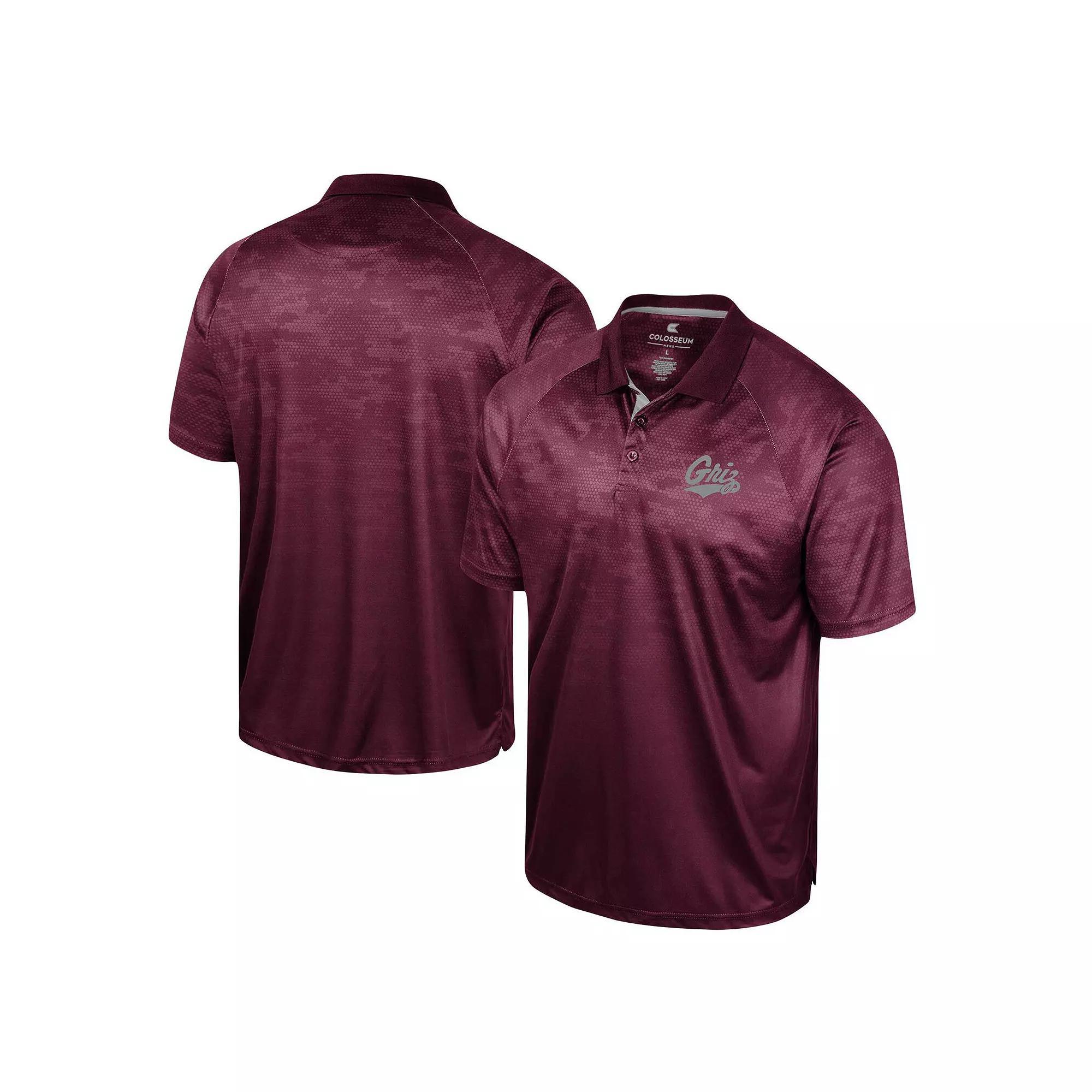 Men's Colosseum Maroon Montana Grizzlies Honeycomb Raglan Polo, Size: XL, Mon Red Product Image