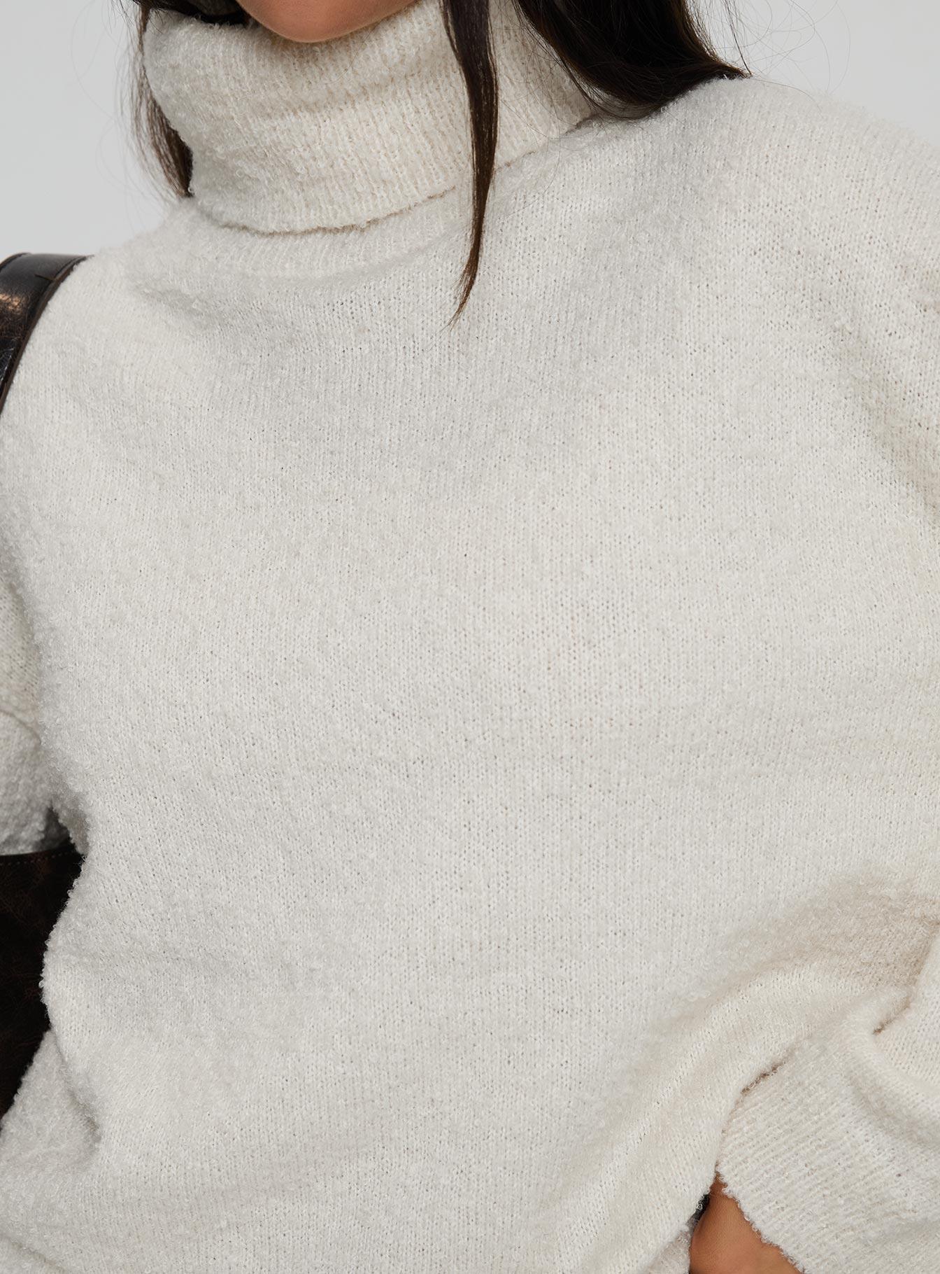 Finnien Boucle Turtleneck Sweater Cream Product Image