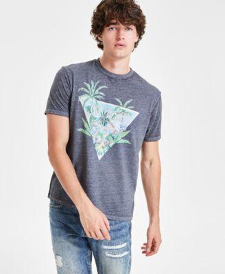 Guess Mens Triangle Palm Tree Logo Graphic T-Shirt Product Image