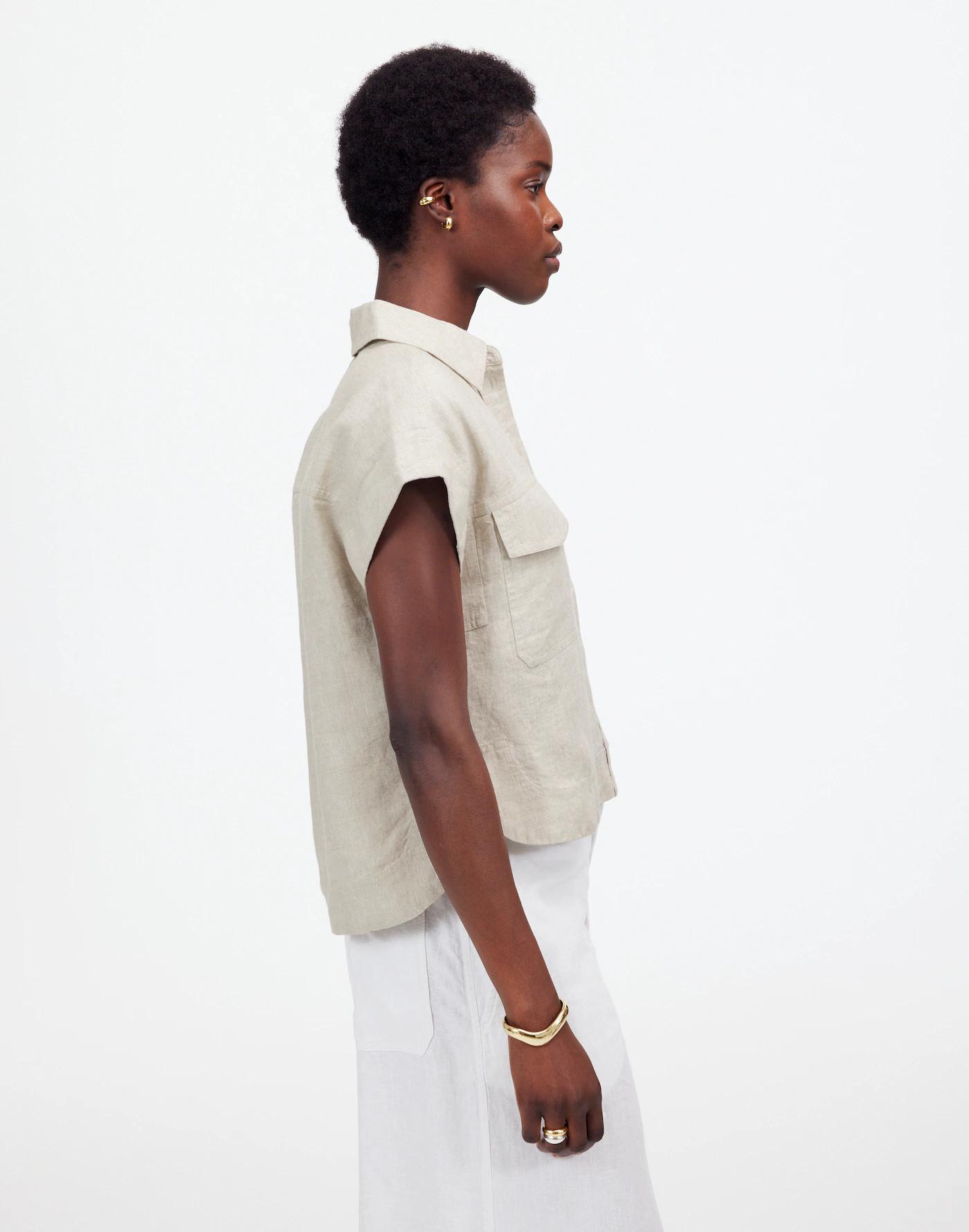 Boxy Cargo-Pocket Button-Up Shirt Product Image