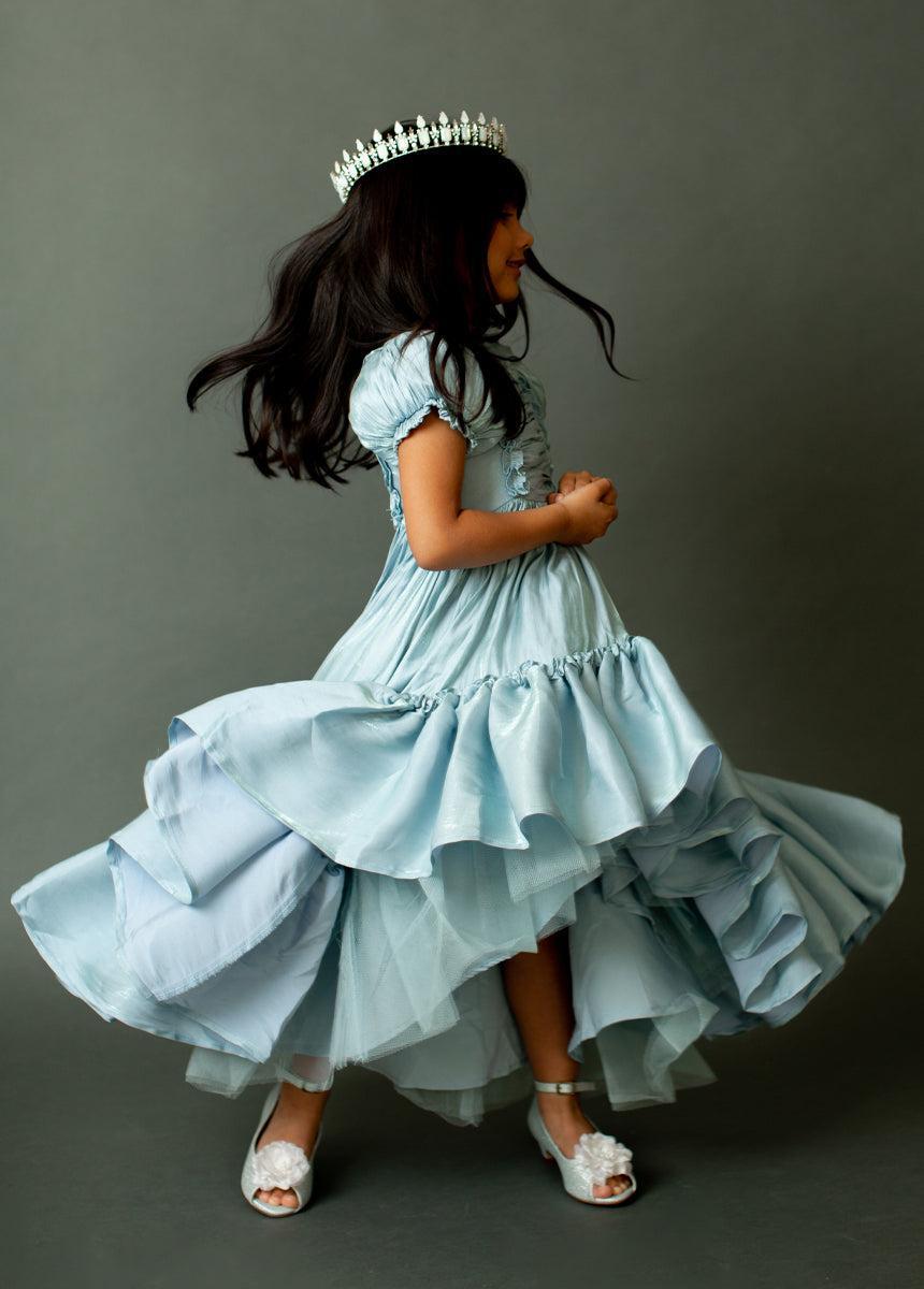 Mathilda Petticoat Dress in Powder Blue Iridescent Product Image