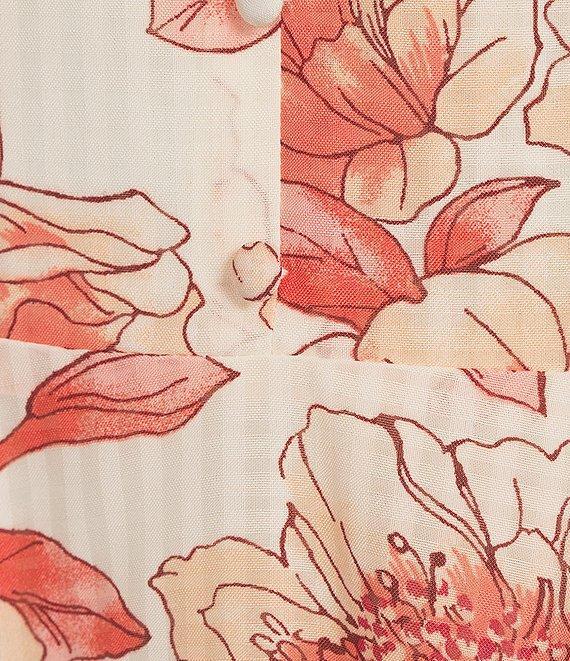 Leslie Fay V-Neck Short Tie Sleeve Mock Button Front Fit and Flare Dress Product Image