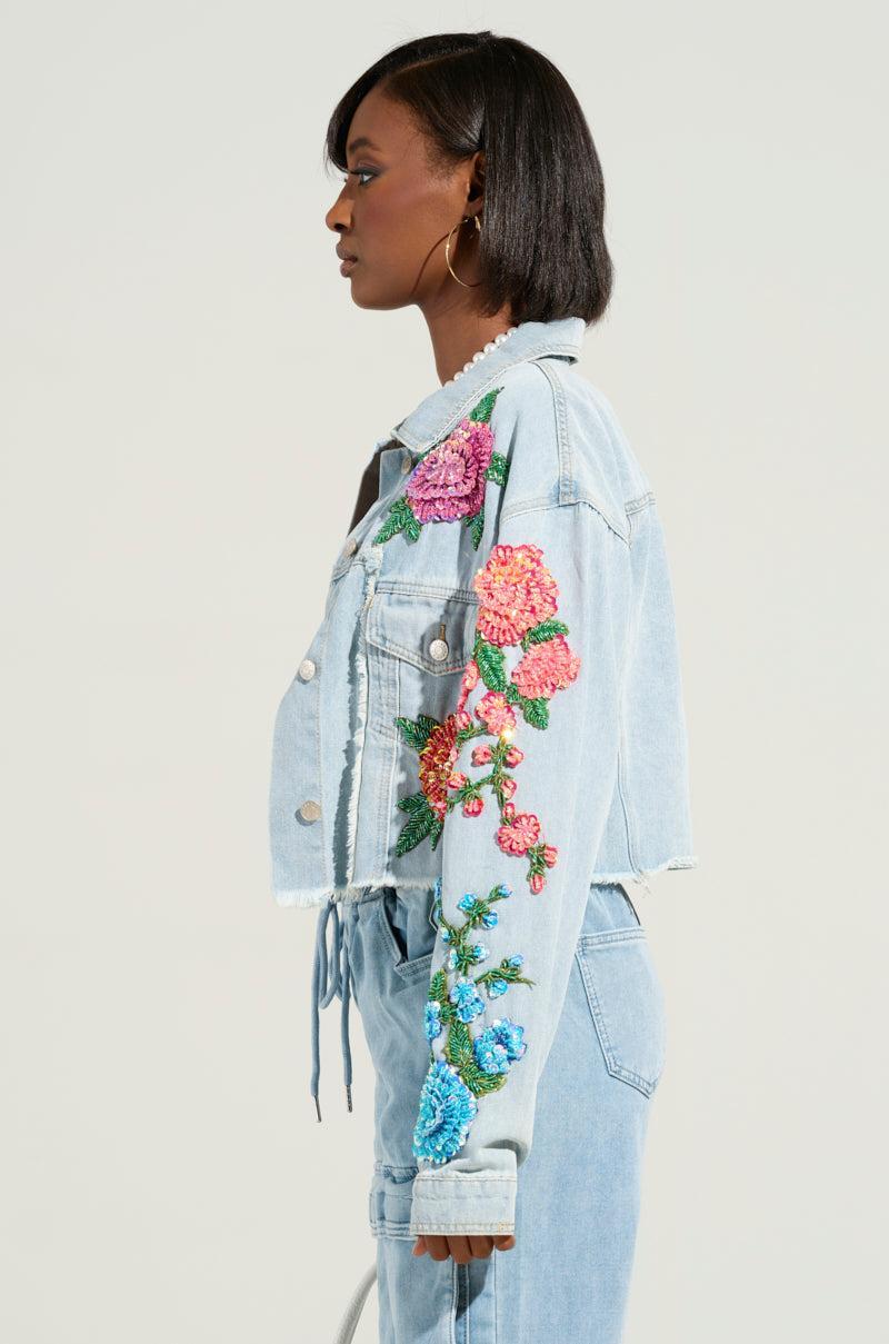 GARDEN OF EDEN EMBELLISHED DENIM JACKET Product Image