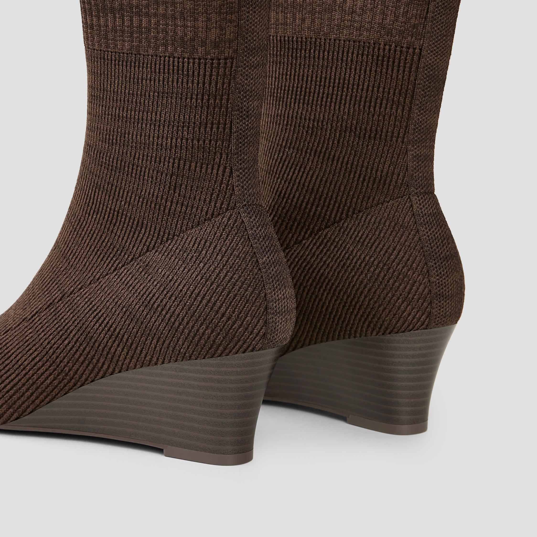 Square-Toe Water-Repellent Boots (Margot Wedge Bootie) Product Image