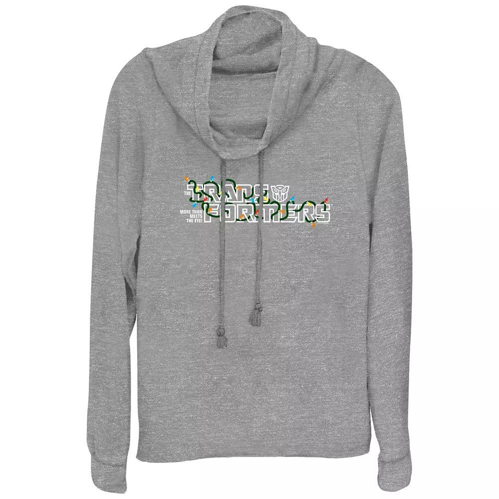 Women's Transformers Christmas Lights Cowlneck Graphic Lightweight Long Sleeve,  Product Image