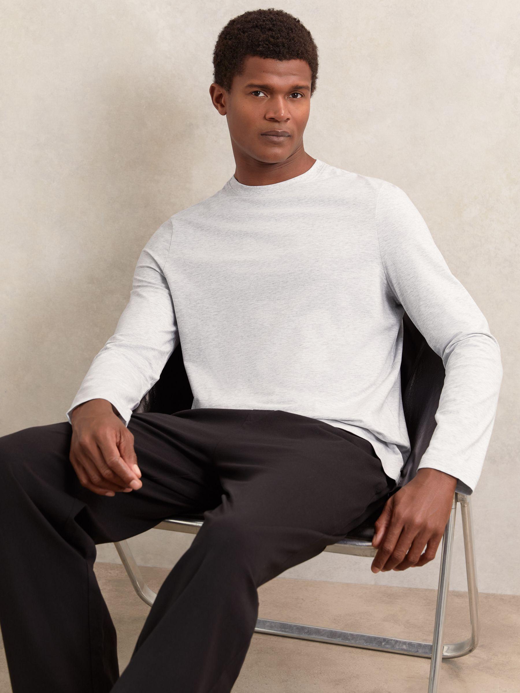 Stretch-Cotton Loungewear T-Shirt in Soft Grey Product Image