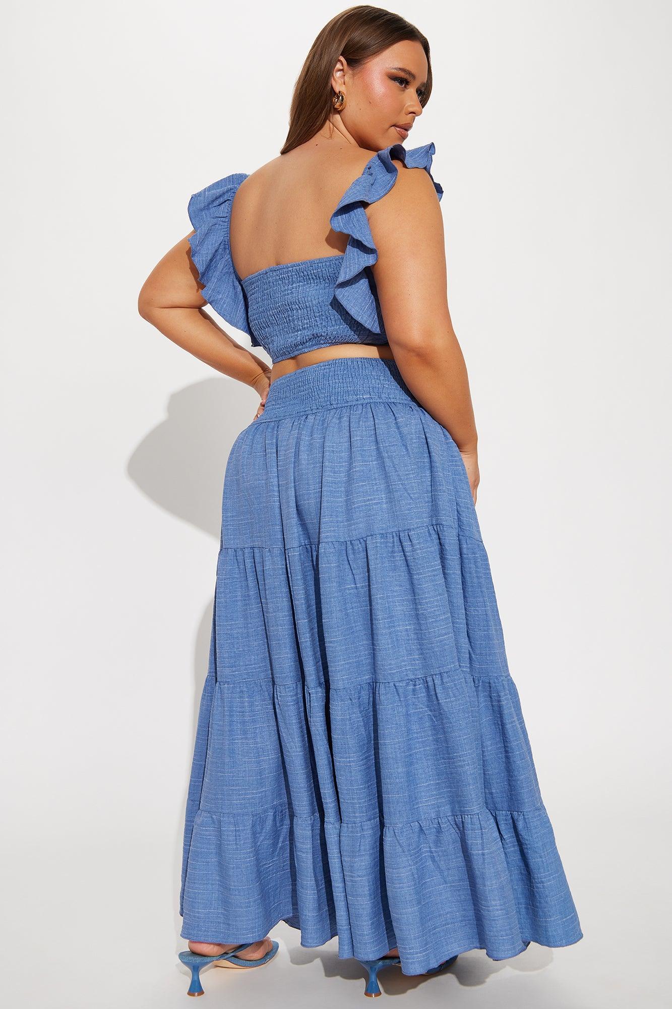 With You Maxi Skirt Set - Blue Product Image