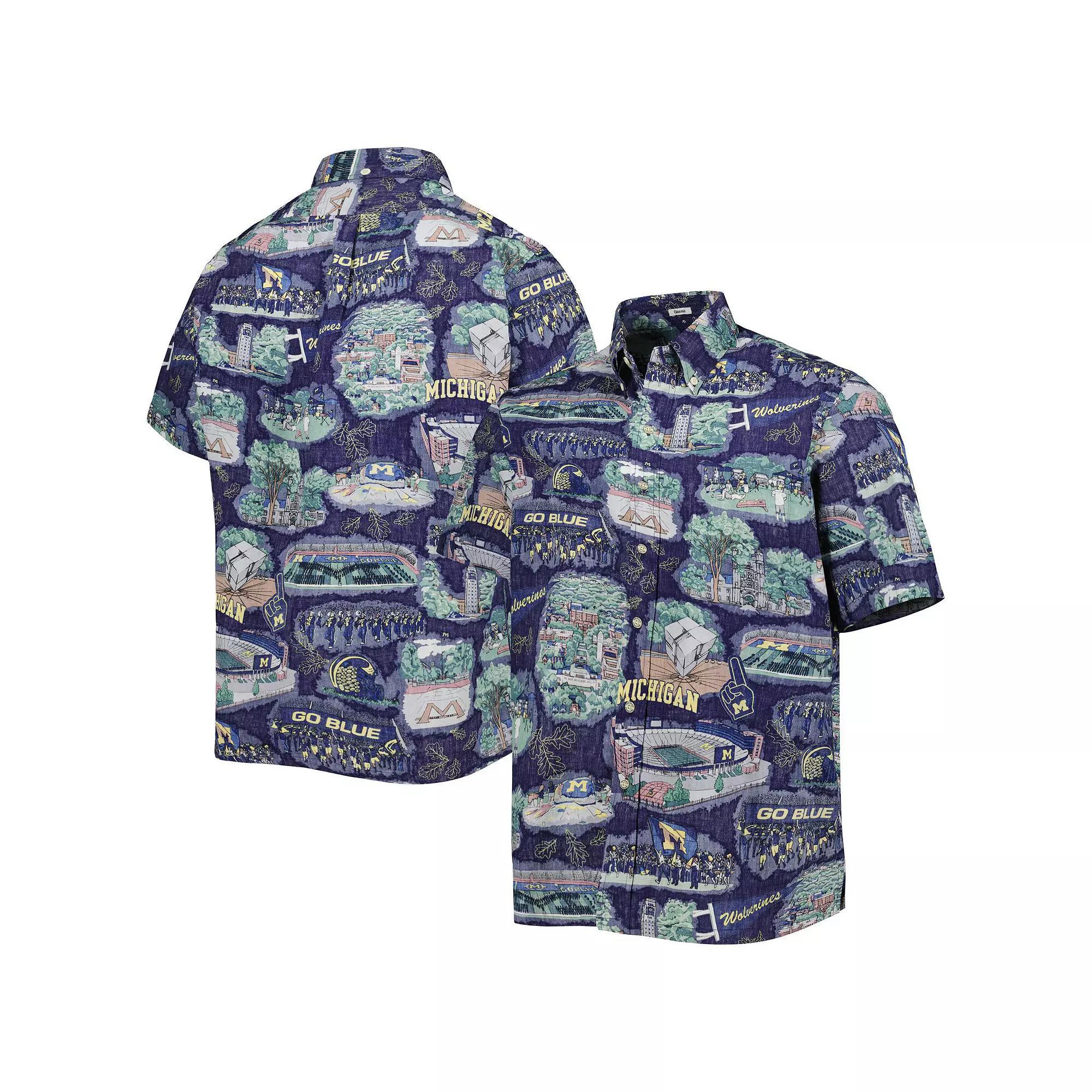 Men's Reyn Spooner Navy Michigan Wolverines Scenic Button-Down Shirt,  Product Image
