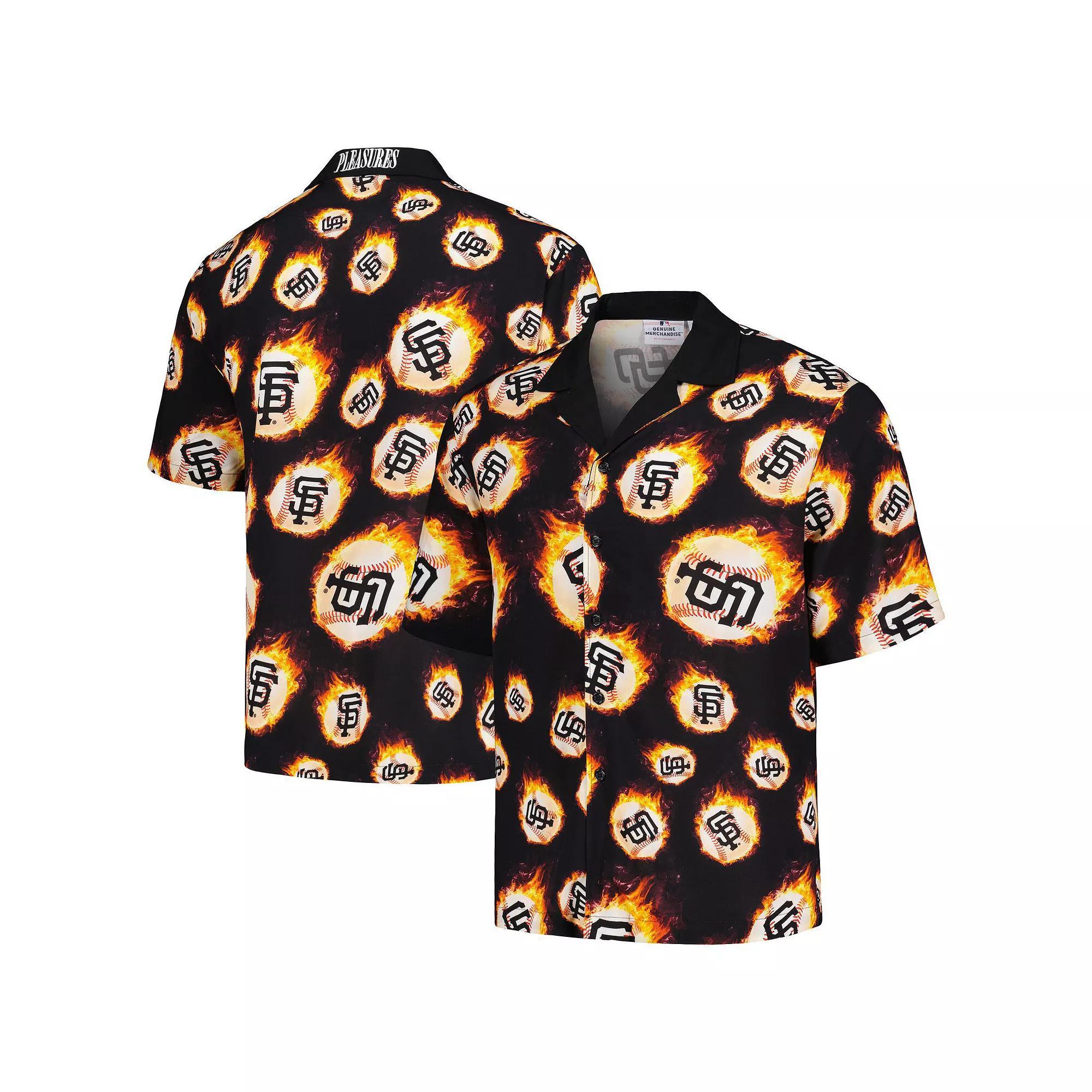 Men's Black San Francisco Giants Flame Fireball Button-Up Shirt, Size: Large Product Image