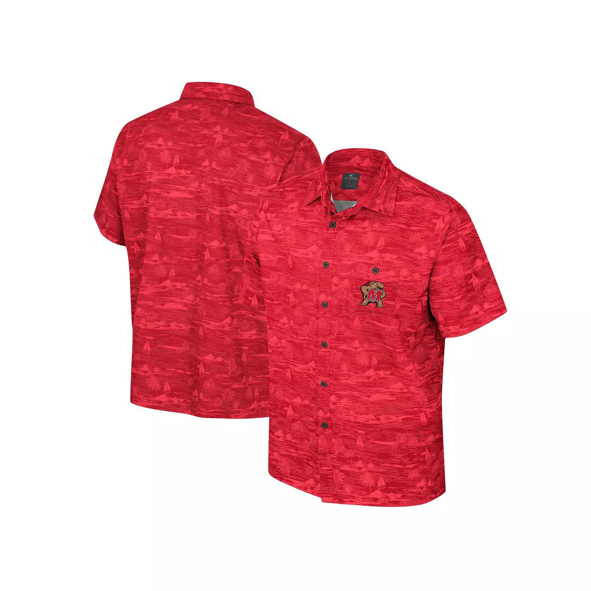 Men's Colosseum Red Louisville Cardinals Ozark Button-Up Shirt,  Product Image