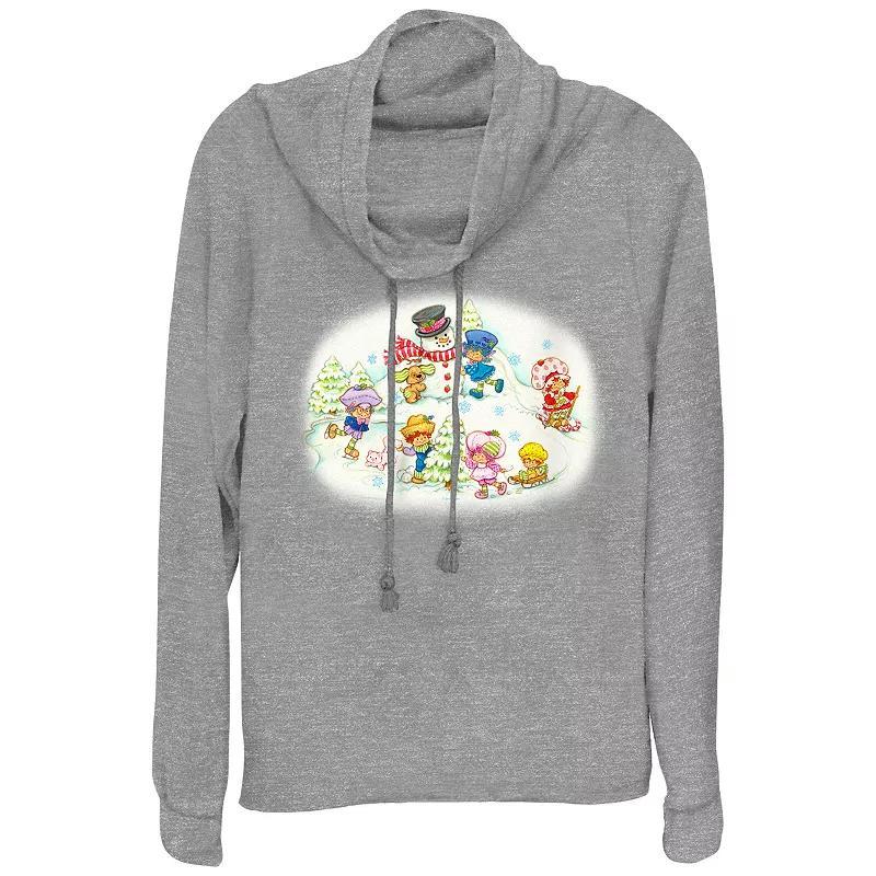 Womens Strawberry Shortcake Winter Fun Cowlneck Graphic Lightweight Long Sleeve Gray Grey Product Image