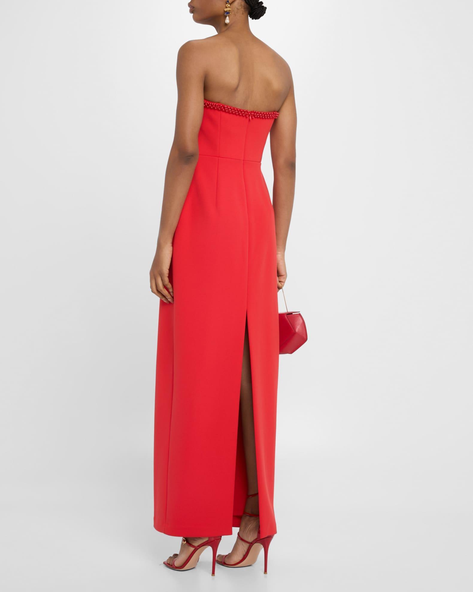 Strapless Beaded Crepe Column Gown Product Image
