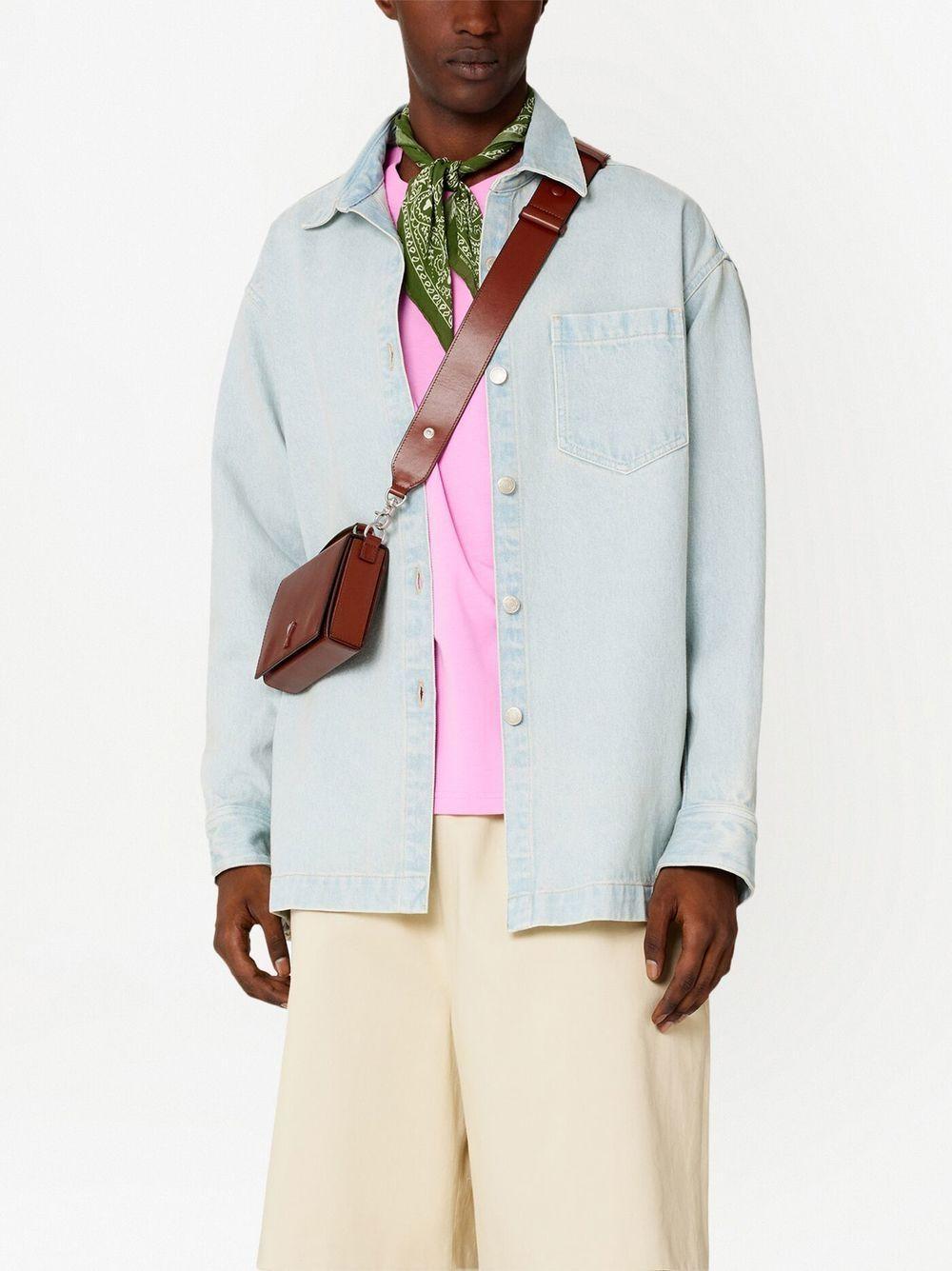 logo-print denim overshirt Product Image