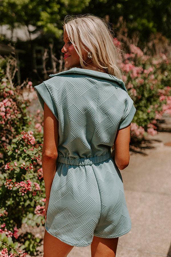 Coffee Run Cutie Romper in Light Teal Product Image