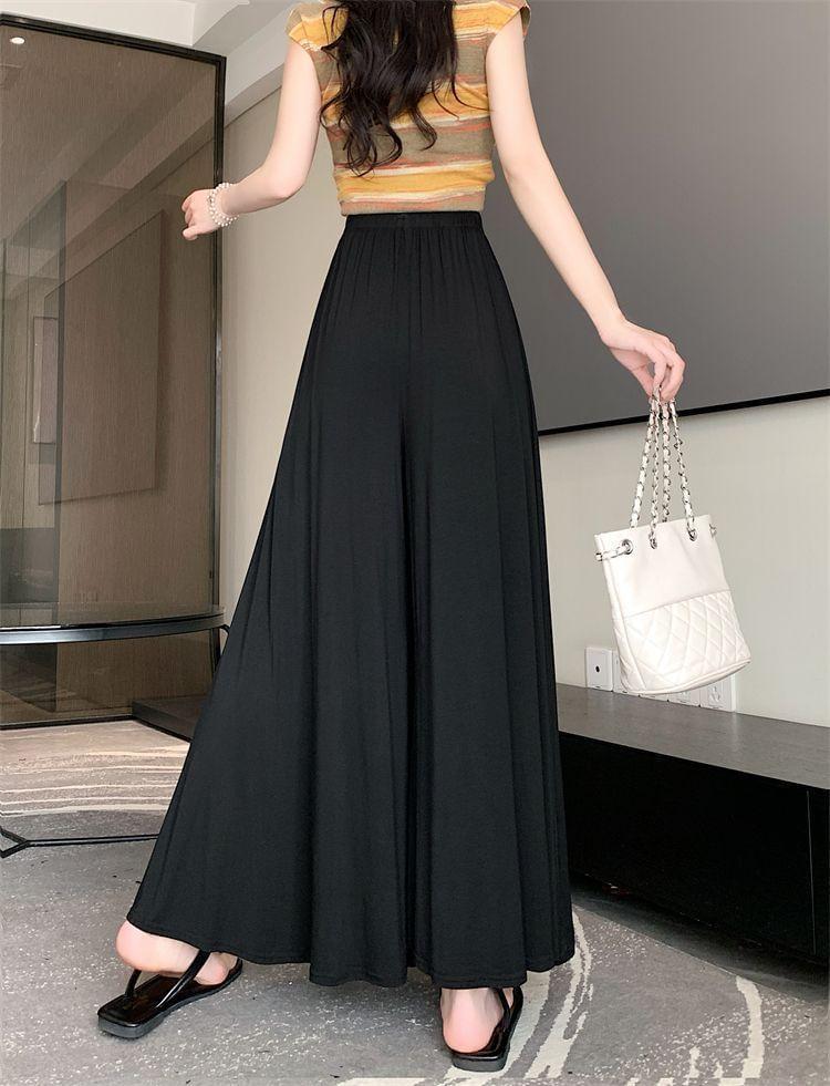 High Waist Plain Wide Leg Pants Product Image