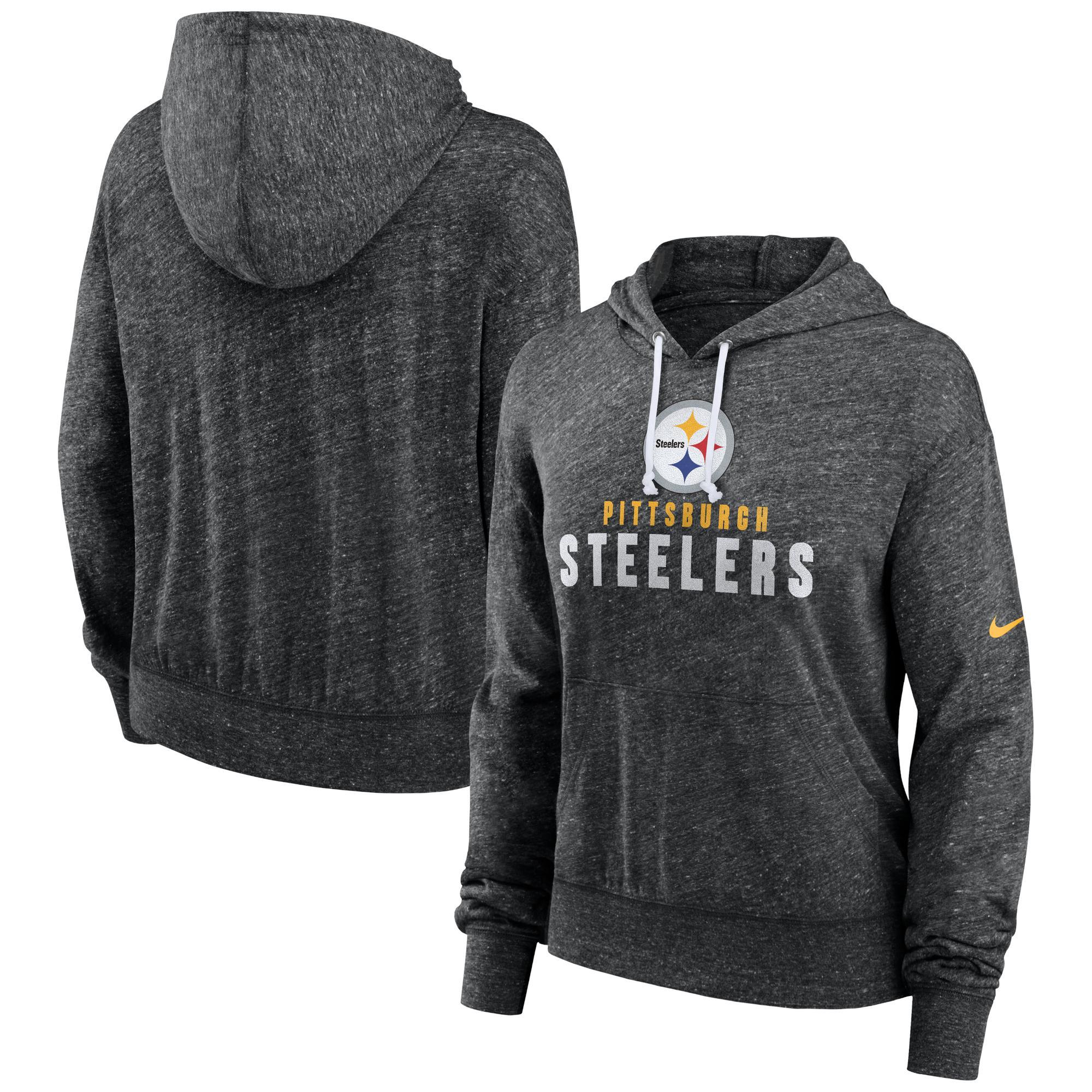 Womens Nike Black Pittsburgh Steelers Gym Vintage-Like Lightweight Hooded Top Product Image